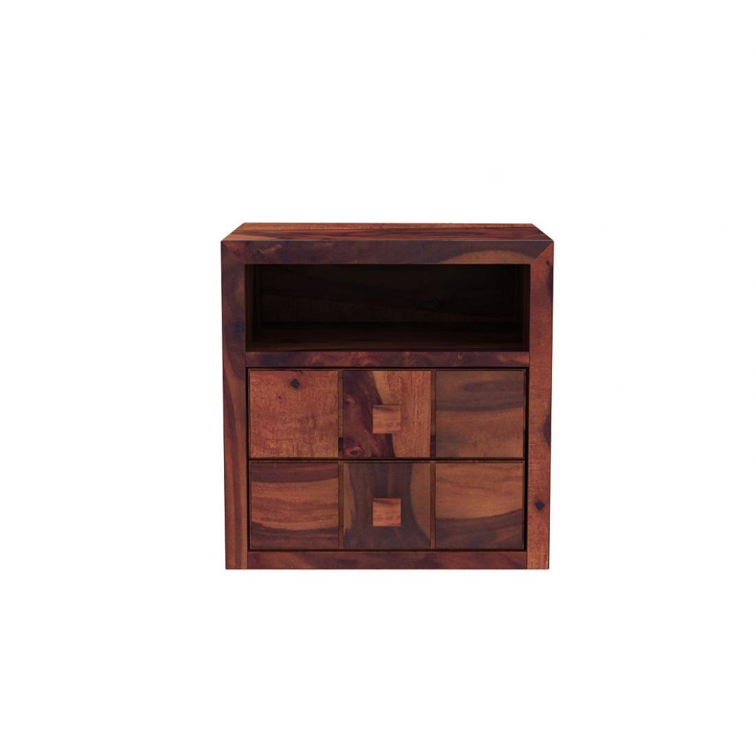 DiamondSolid Wood  Bedside Table in Teak Finish