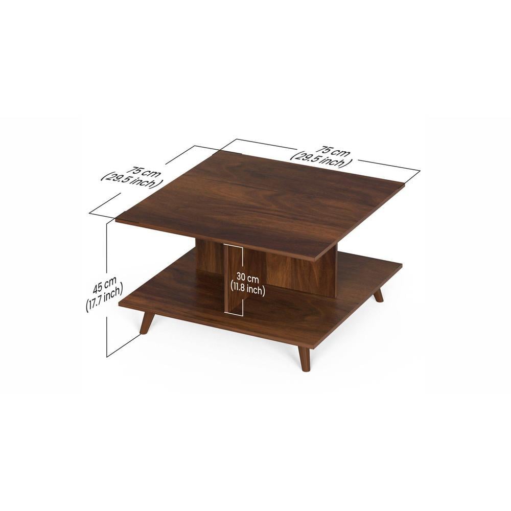 Sydney Engineered Wood Sqaure Shape Coffee Center Sofa Teapot Teapoy Console Corner Side For Sofa Living Room Home Hall Furniture (Brown Maple)