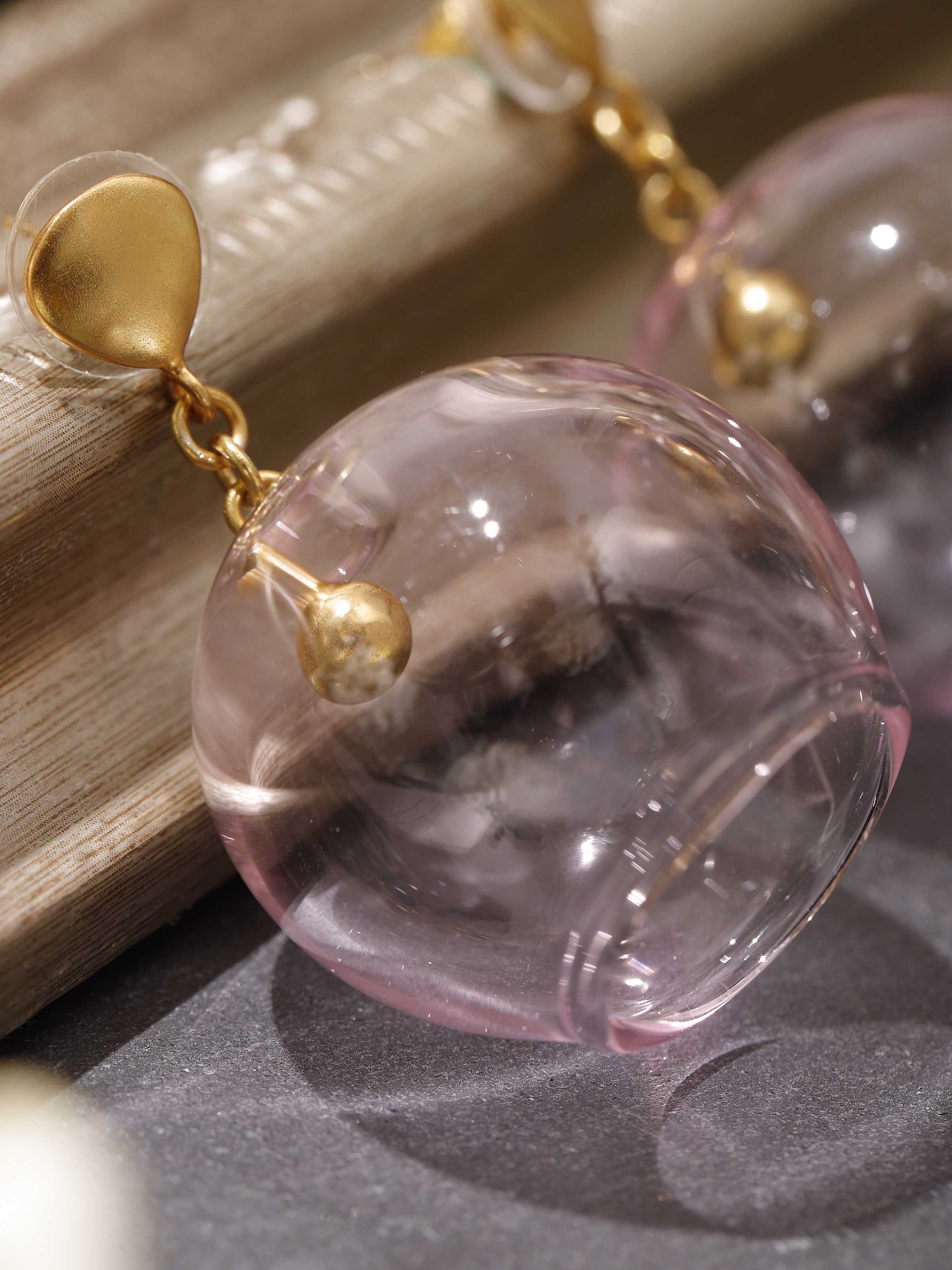 Silver Flame Glass Drop Earrings