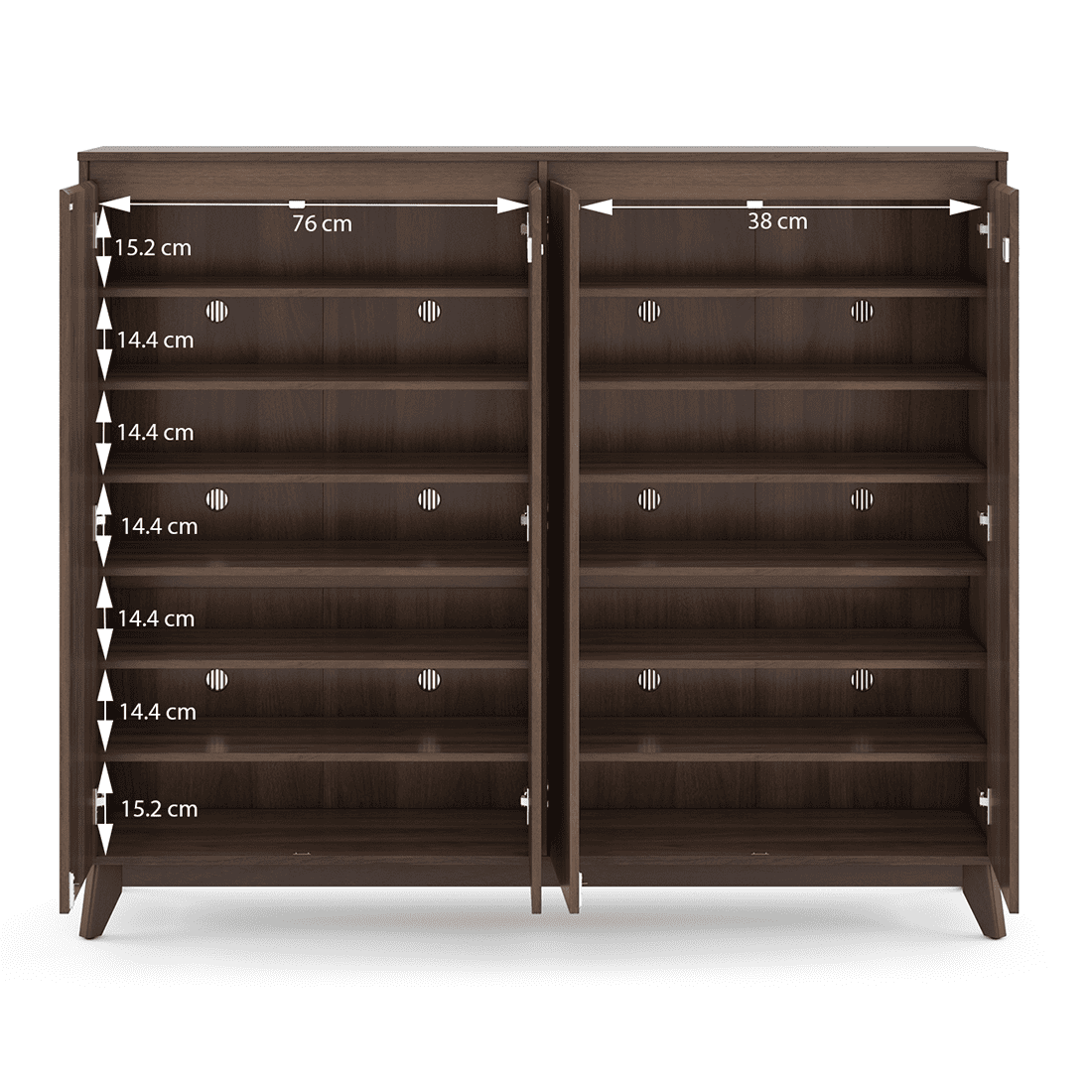 Webster 48 Pair Shoe Rack in Classic Walnut Finish