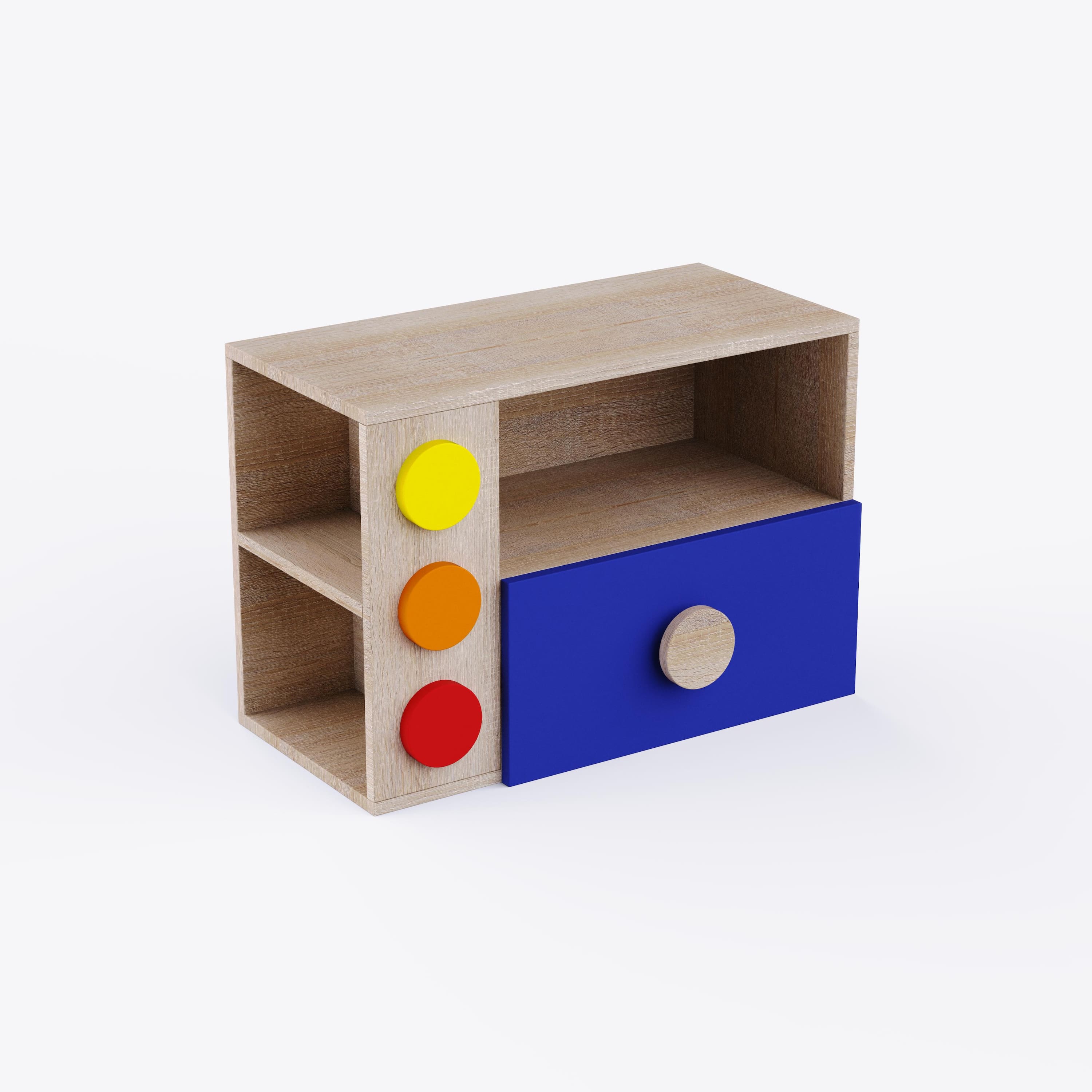 Building Blocks Storage Unit In Oak & Blue Colour