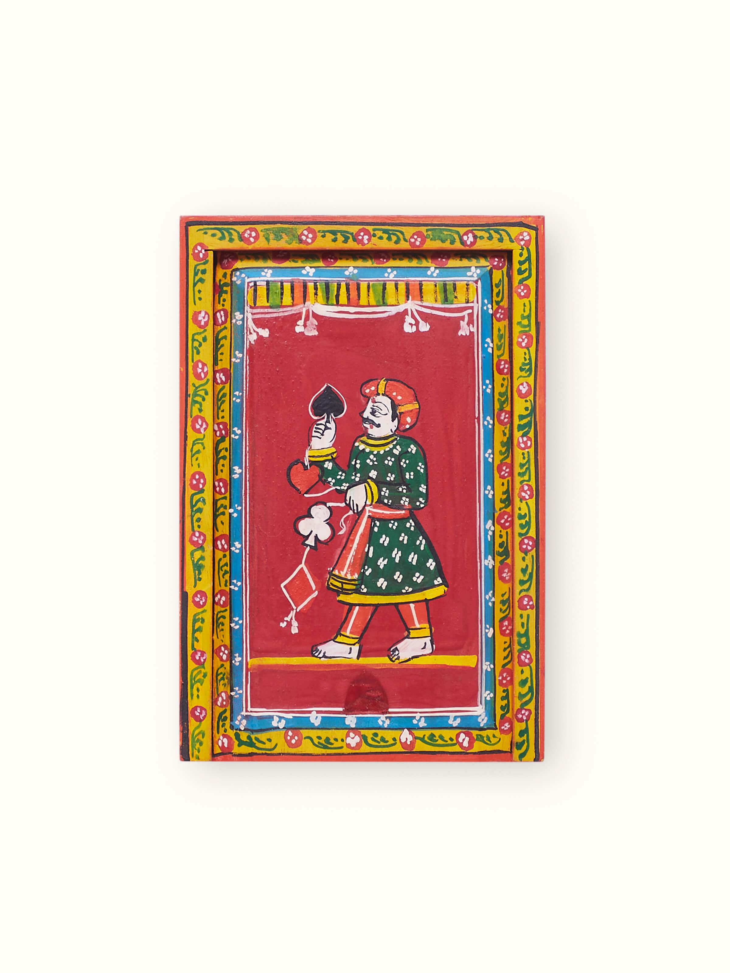 Close-up view of Ganjifa paper cards (54pcs) with focus on detailed artistic elements