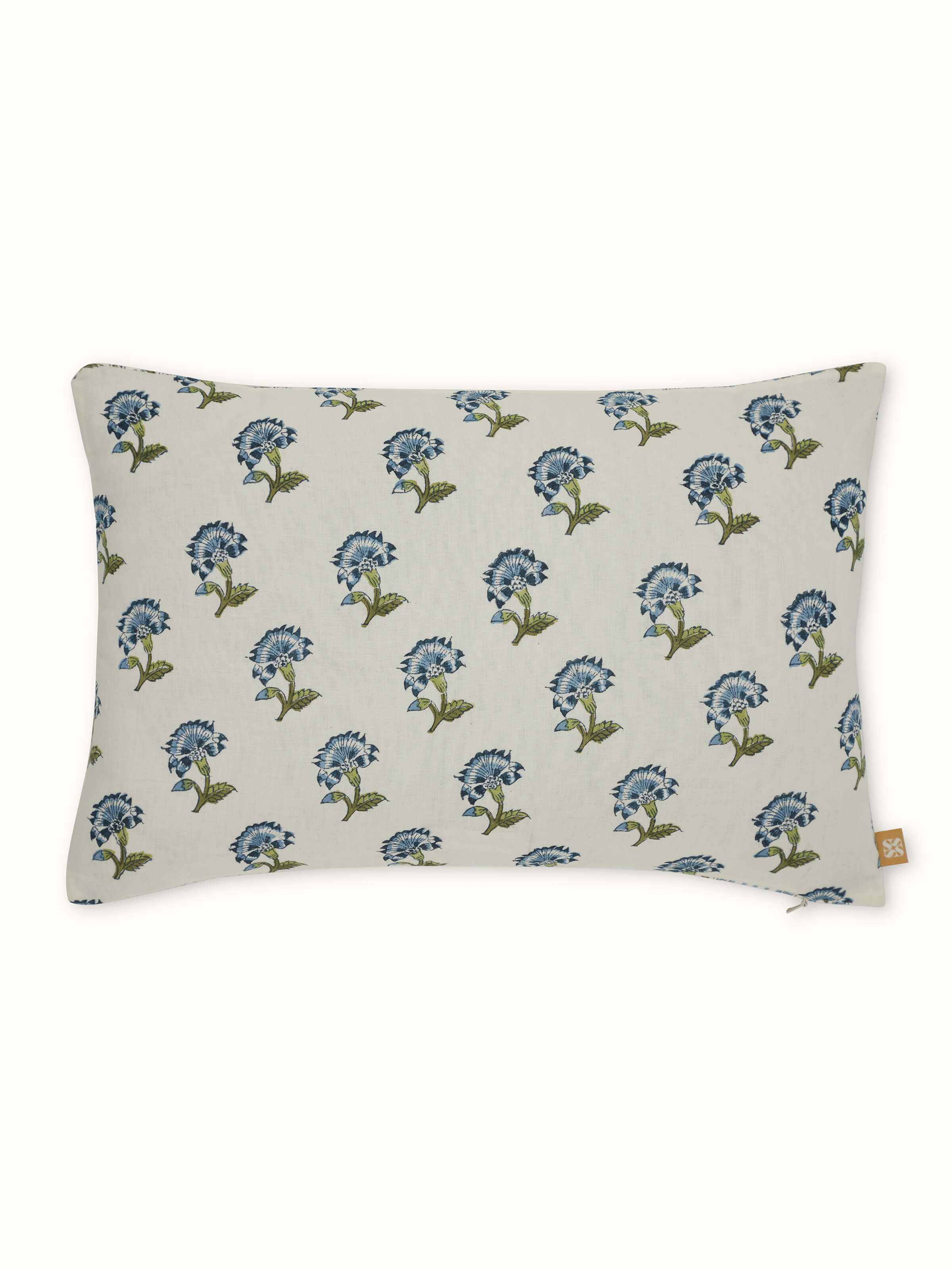 Aarunya Blue Buta Cotton Sanganeri Hand Block Print Cushion Cover