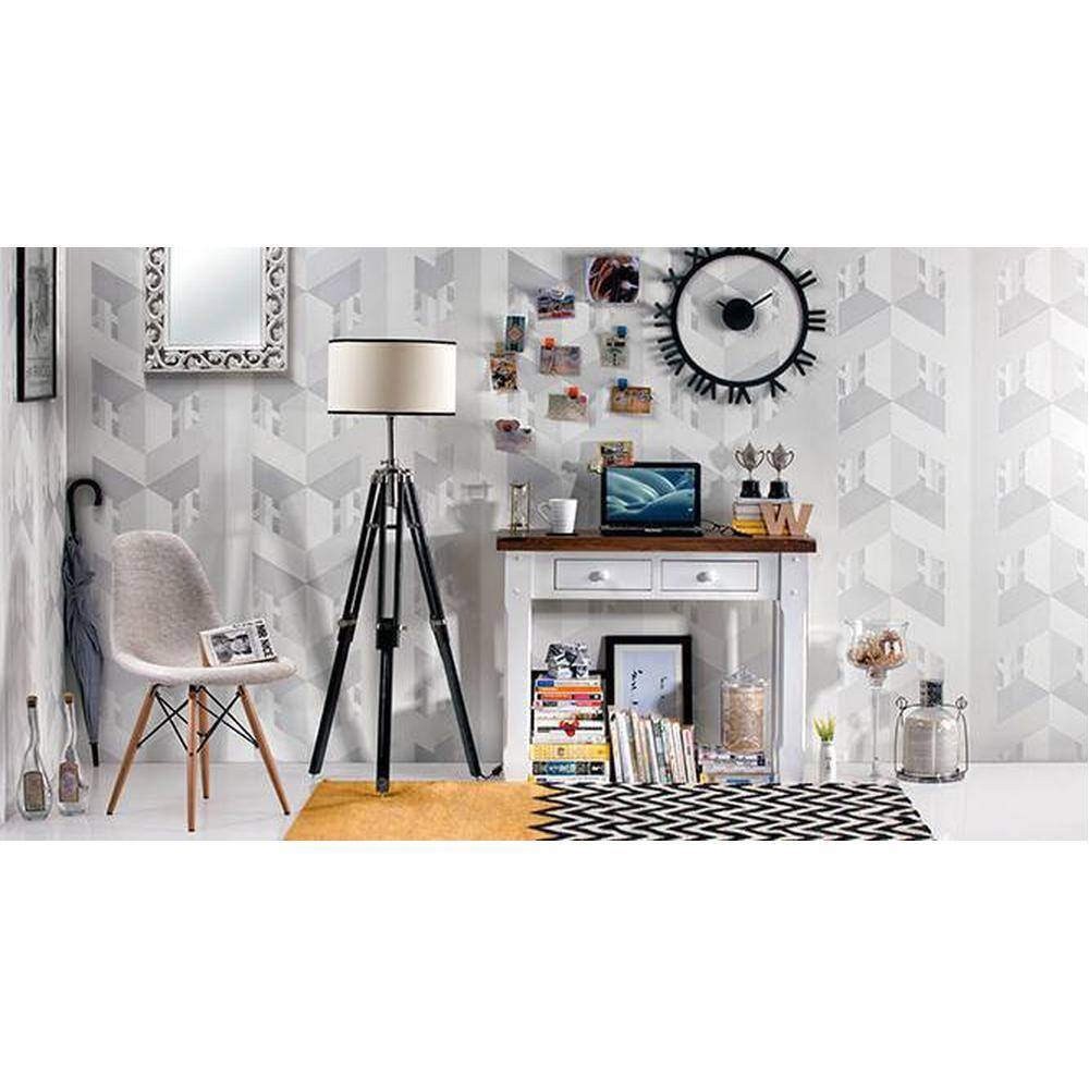 Hubble Tripod Floor Lamp Colour Cotton White Drum Shade