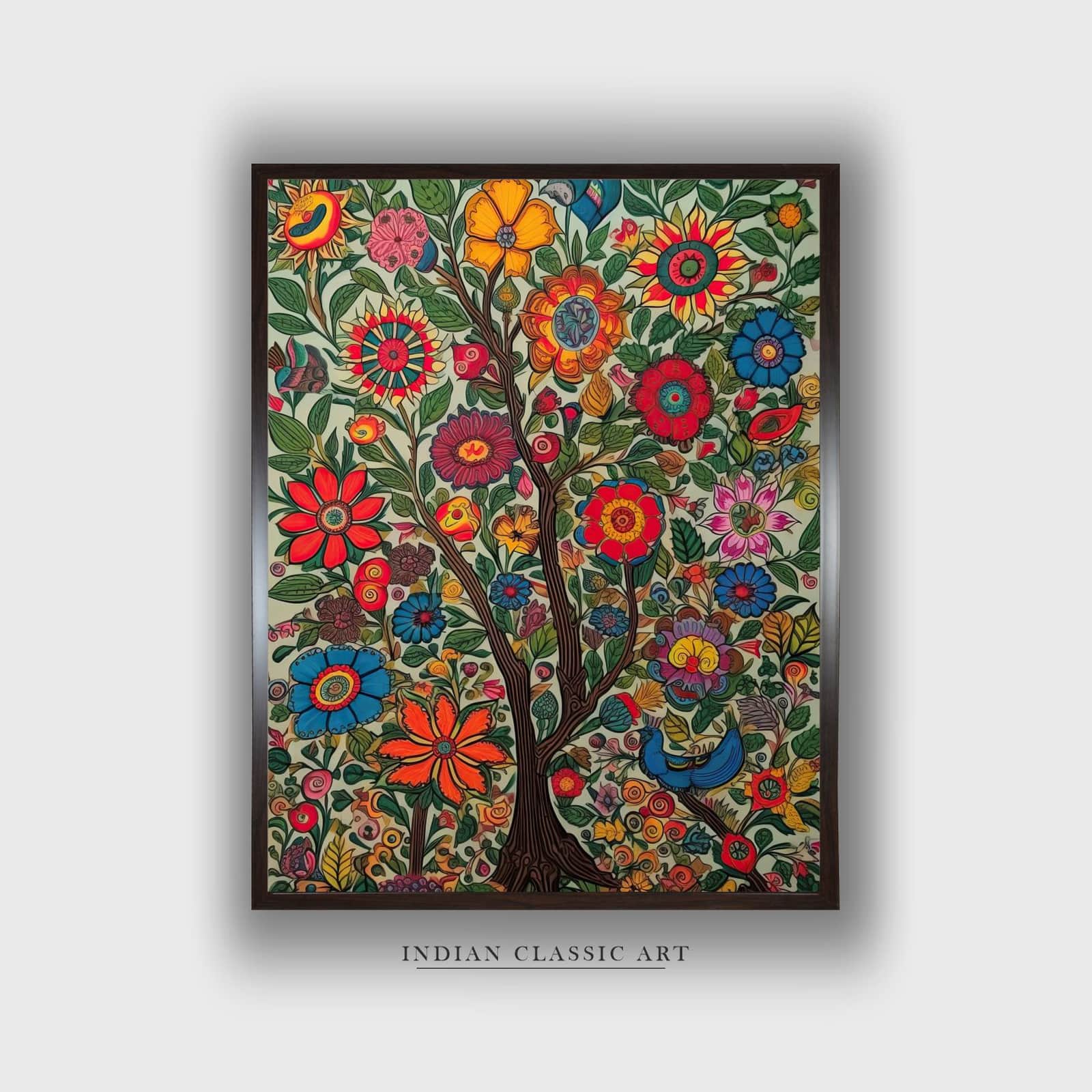 Madhubani Canvas Wall Prints Canvas Wall Prints Set of 1 Multicolor Matte