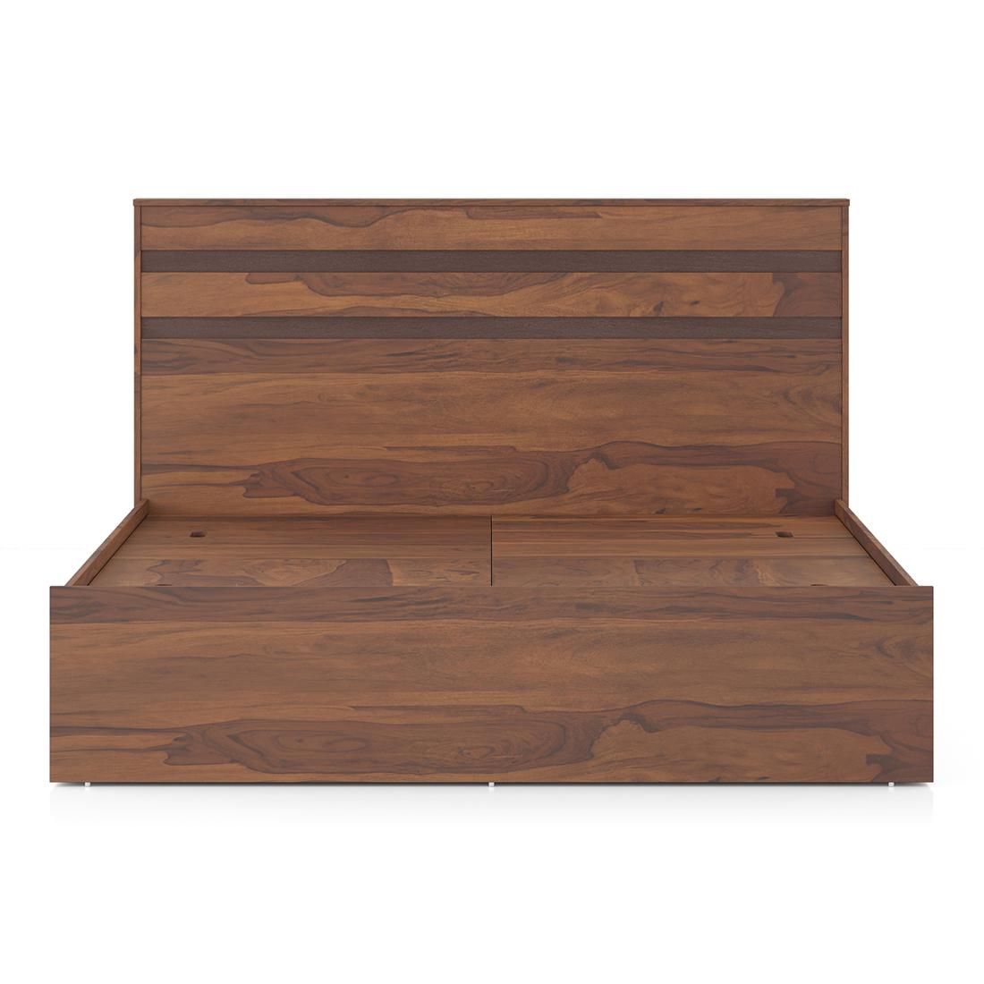 Rodrigues Queen Size Box Storage Bed In Sheesham Paper Finish