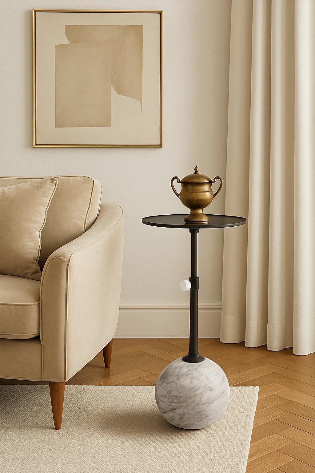 Carved Marble with Metal End & Side Table