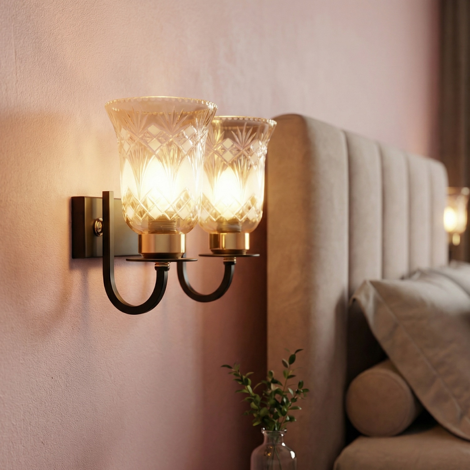 Eliante Modern Wall Lights Mild Steel, Glass & Glass Material Brown,Gold & Golden Finish - Eliante