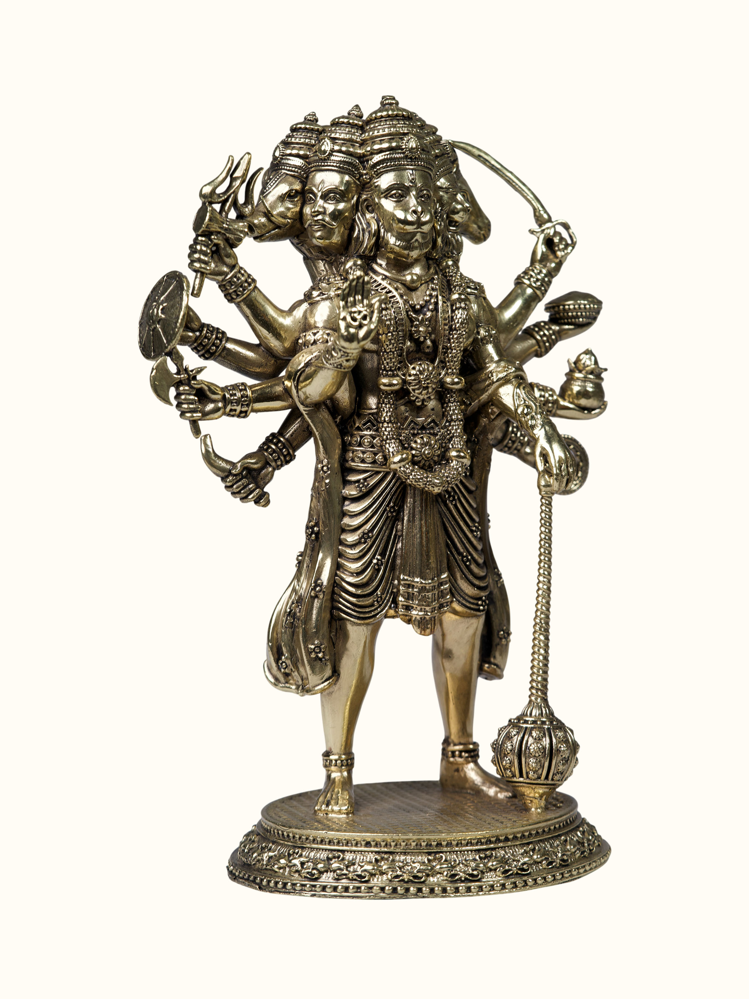 Brass Panchmukhi Hanuman Standing Idol