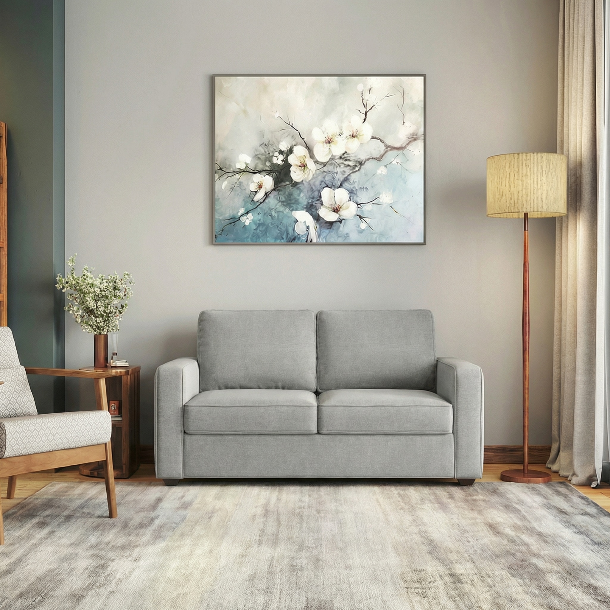 Apollo Compact 2 Seater  Fabric Sofa In Vapour Grey Colour