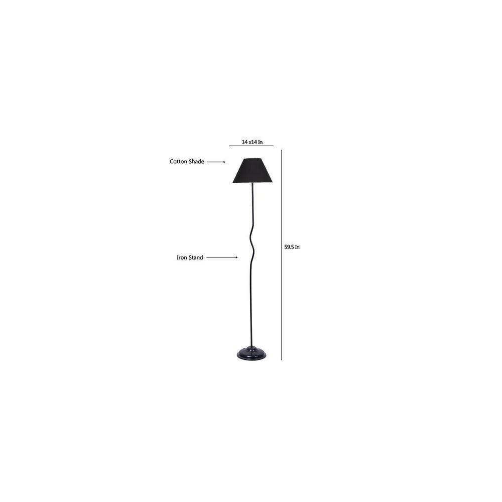 Quinn Black Cotton shade with Iron floor lamp