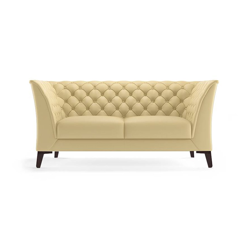 Weston 2 Seater Half Leather Sofa in Cream Colour - Urban Ladder