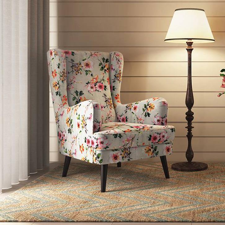Genoa Wing Chair in  Floral Colour