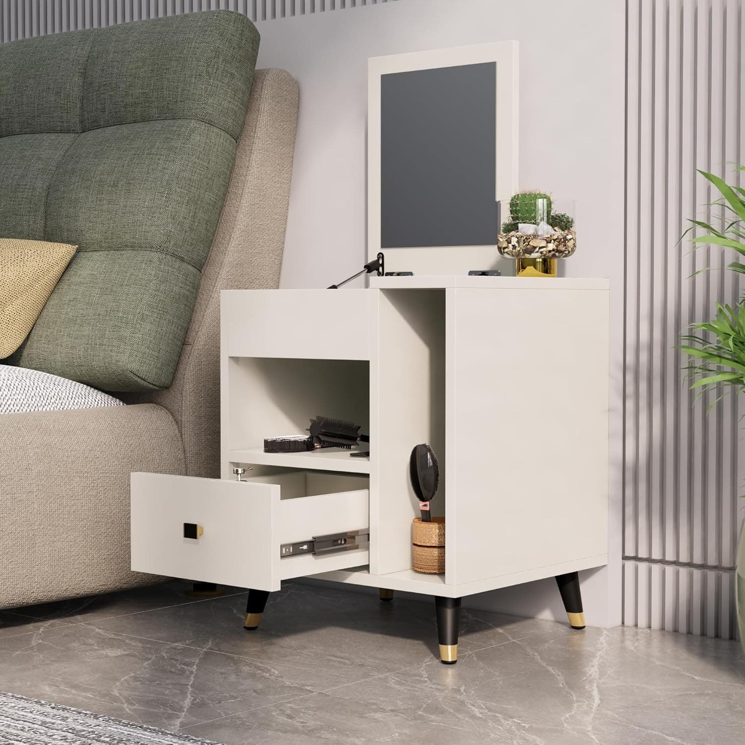 Hexa Red Engineered Wood Dressing Table in Frosty White Colour - HexaRed