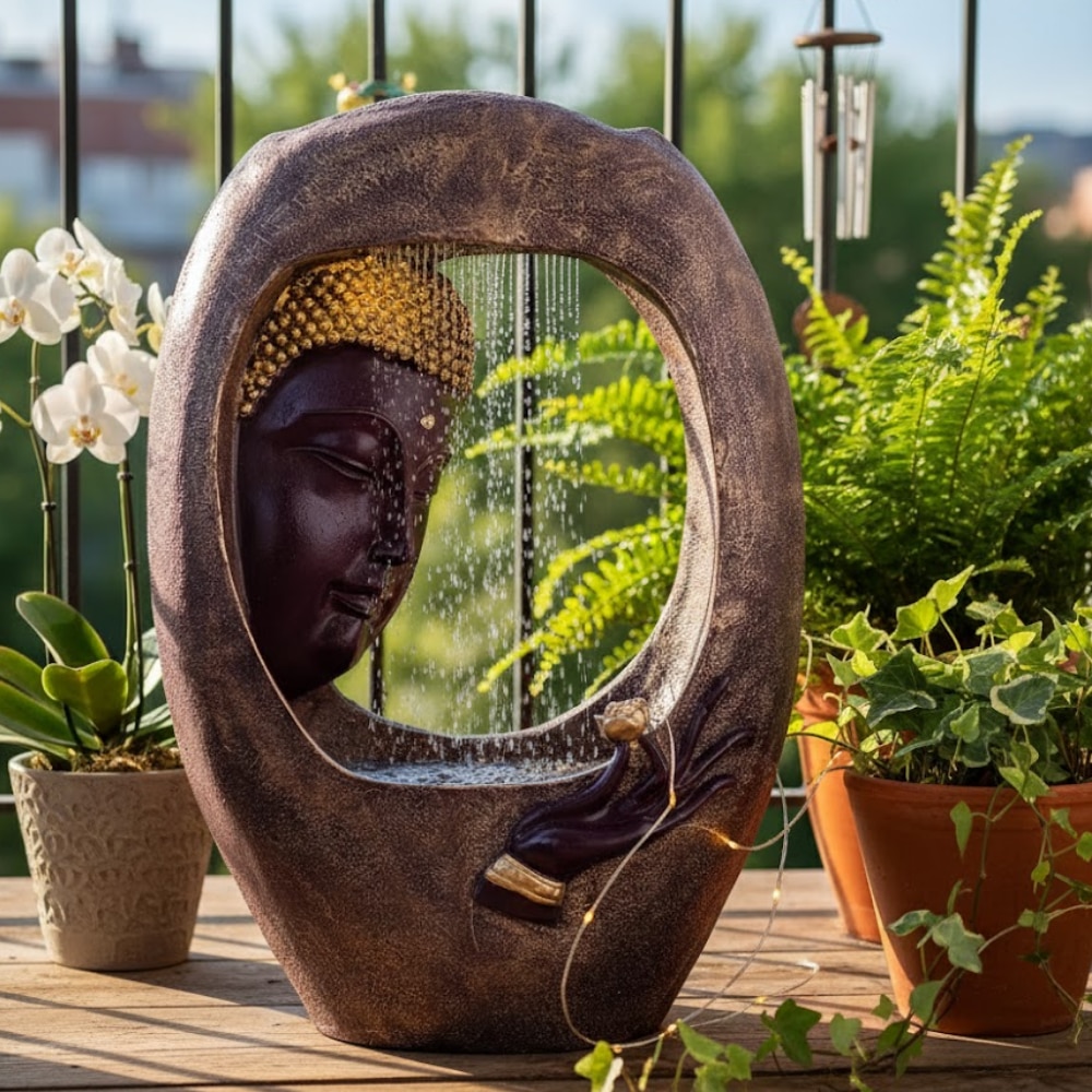 Buddha Aqua Fiber Glass Indoor Fountain-image-3