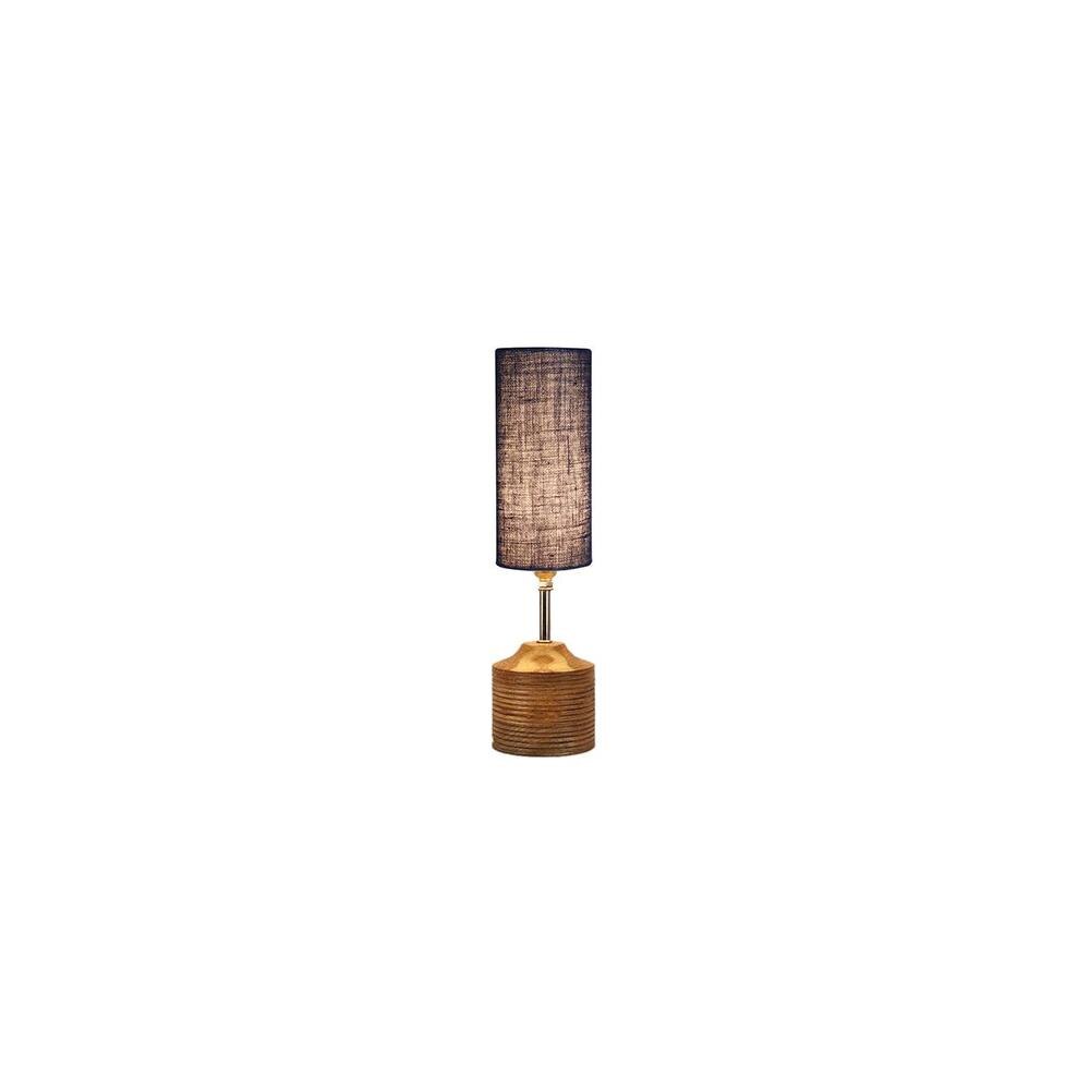 Amara Wood Table lamp with Blue Jute Shade
