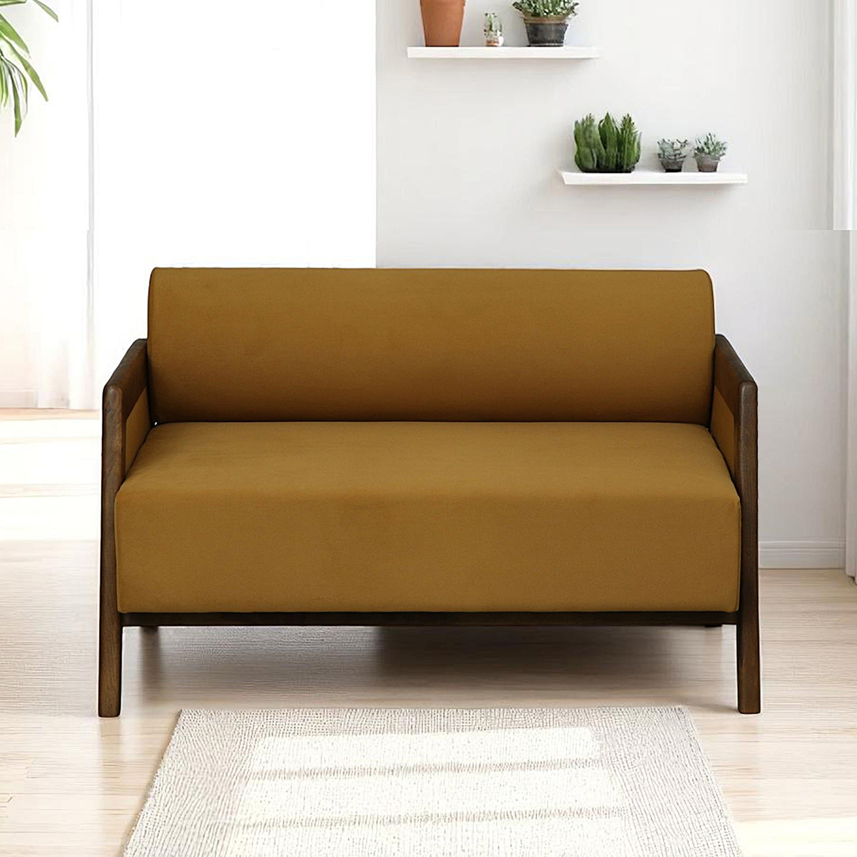 Classic 2 Seater Sofa In Light Brown Colour - Vintage Home