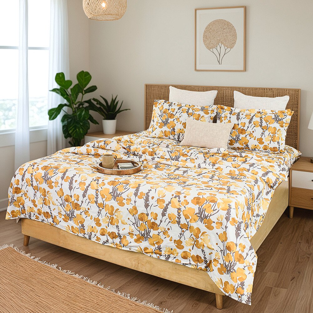 Himalayan Poppies 1 Double Duvet Cover with Yellow colour