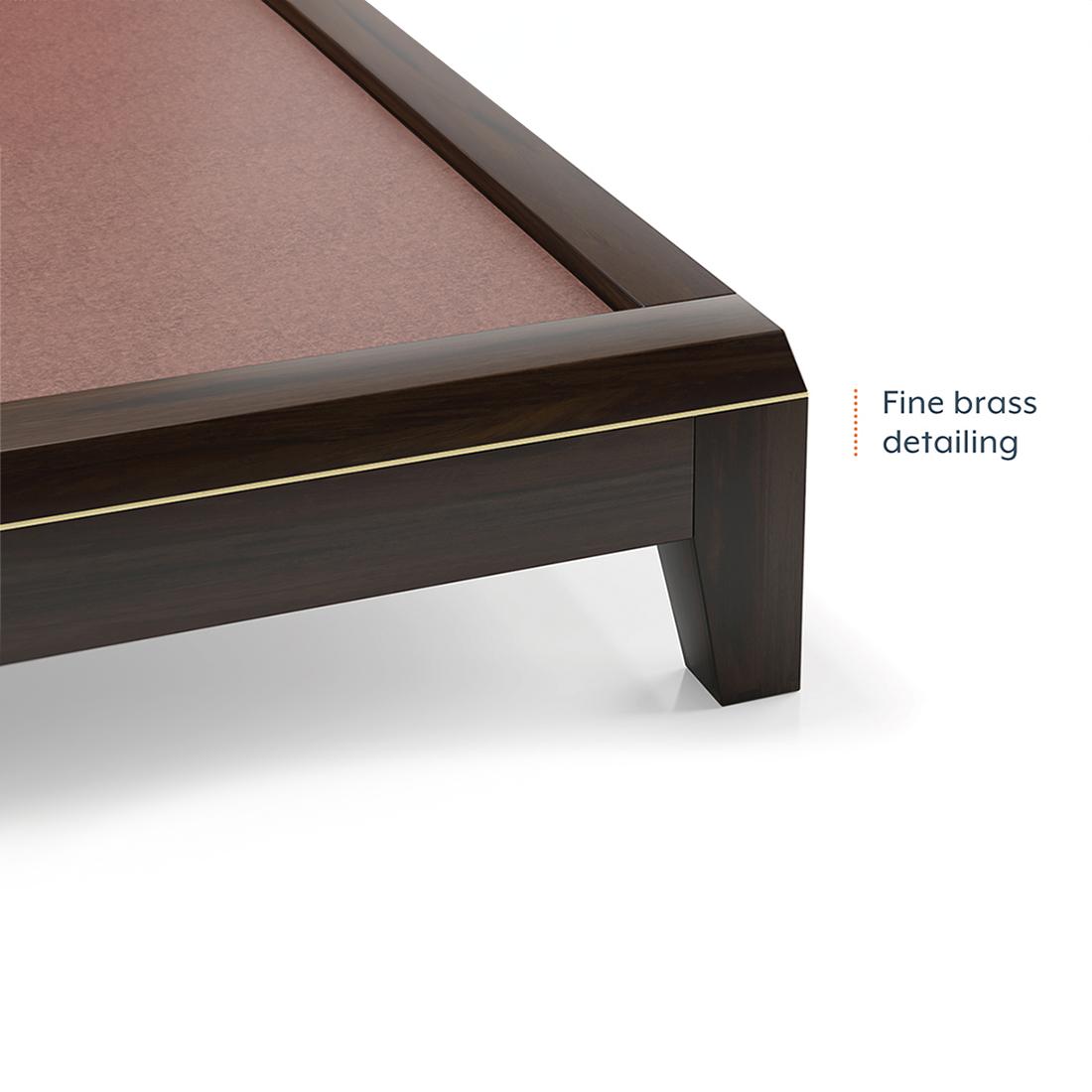 Taarkashi Solid Wood Queen Size Non Storage Bed In American Walnut Finish