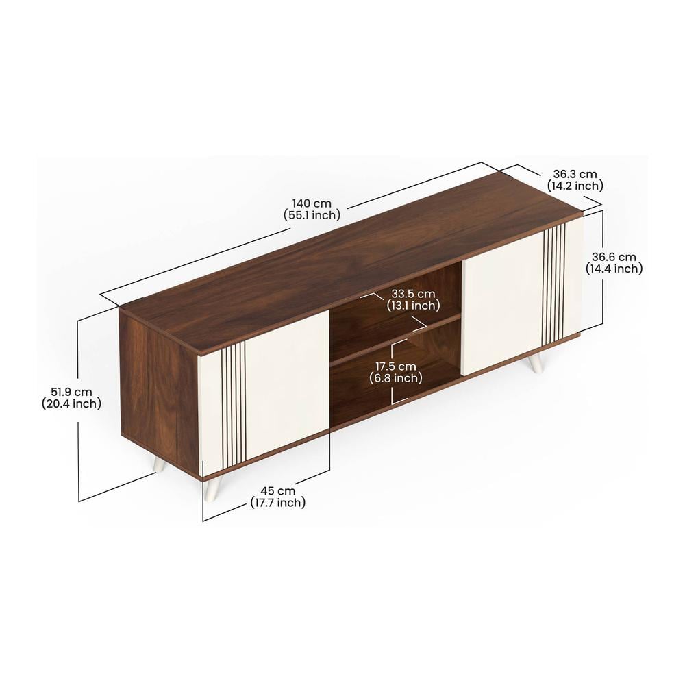 Harmond Engineering Wood Floor StandingTV Entertainment Unit Set Top Box Stand/TV Cabinet with Shelves for Books & Décor Display Unit Bed Living Room Upto 55 Inches (Brown Maple & White)