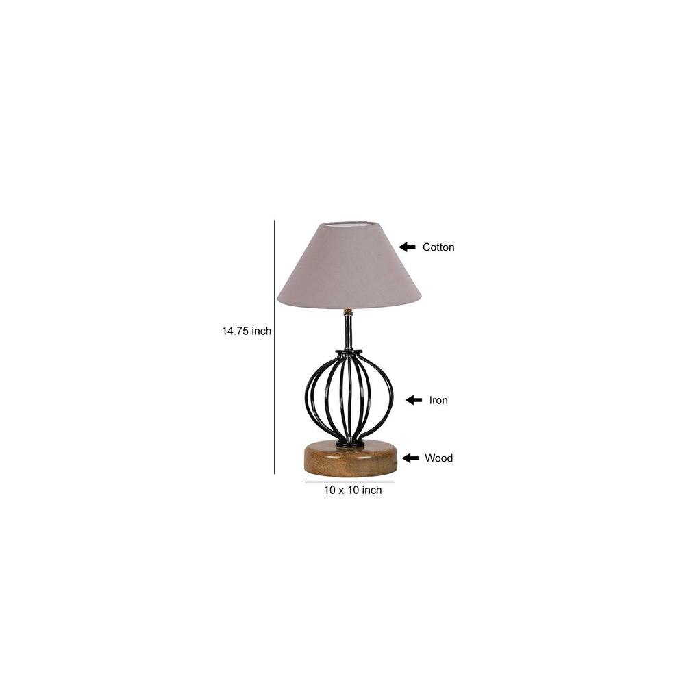 Adriana Grey cotton Table lamp with Wood & Iron Base