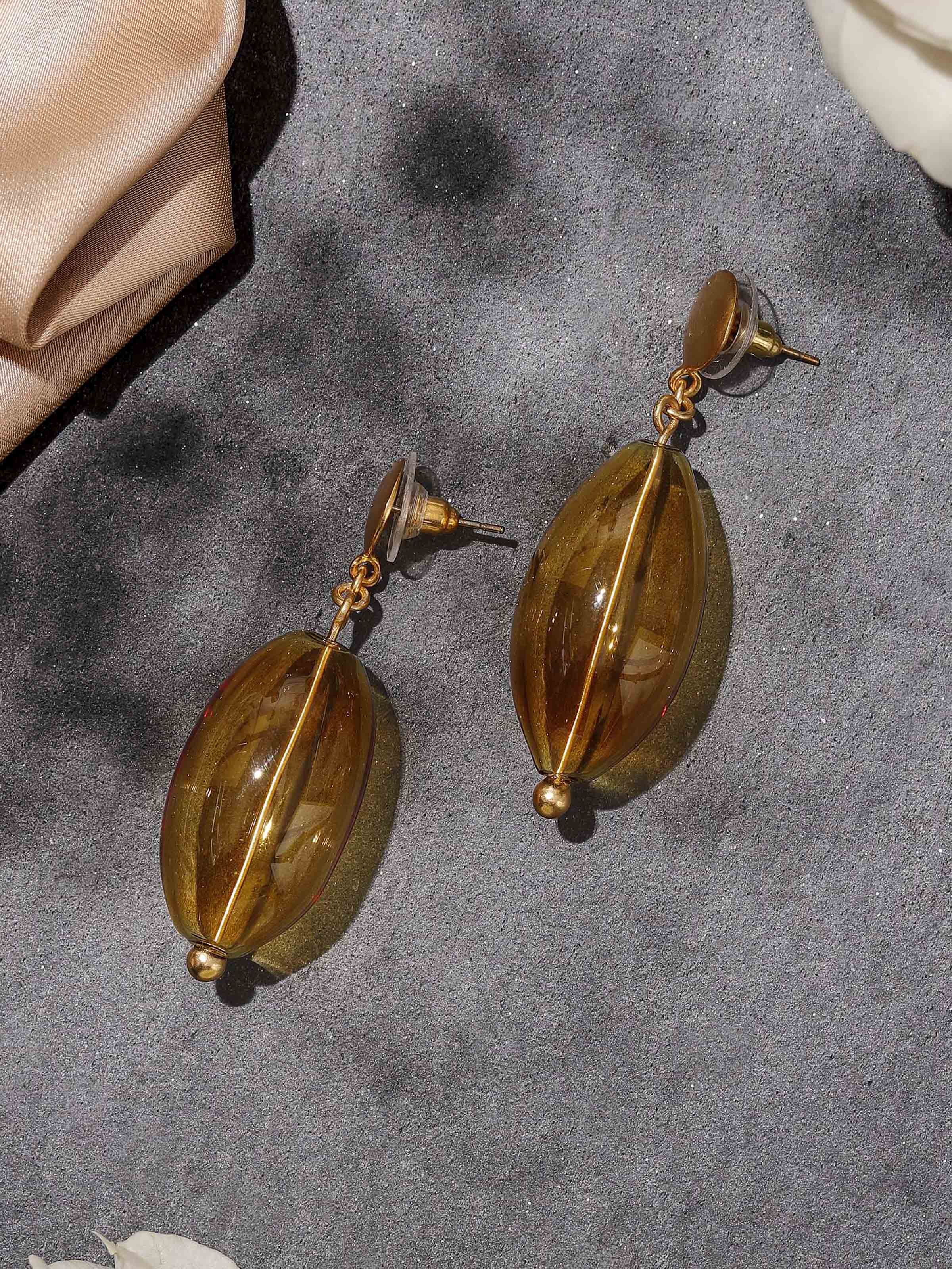 Silver Flame Glass Drop Earrings