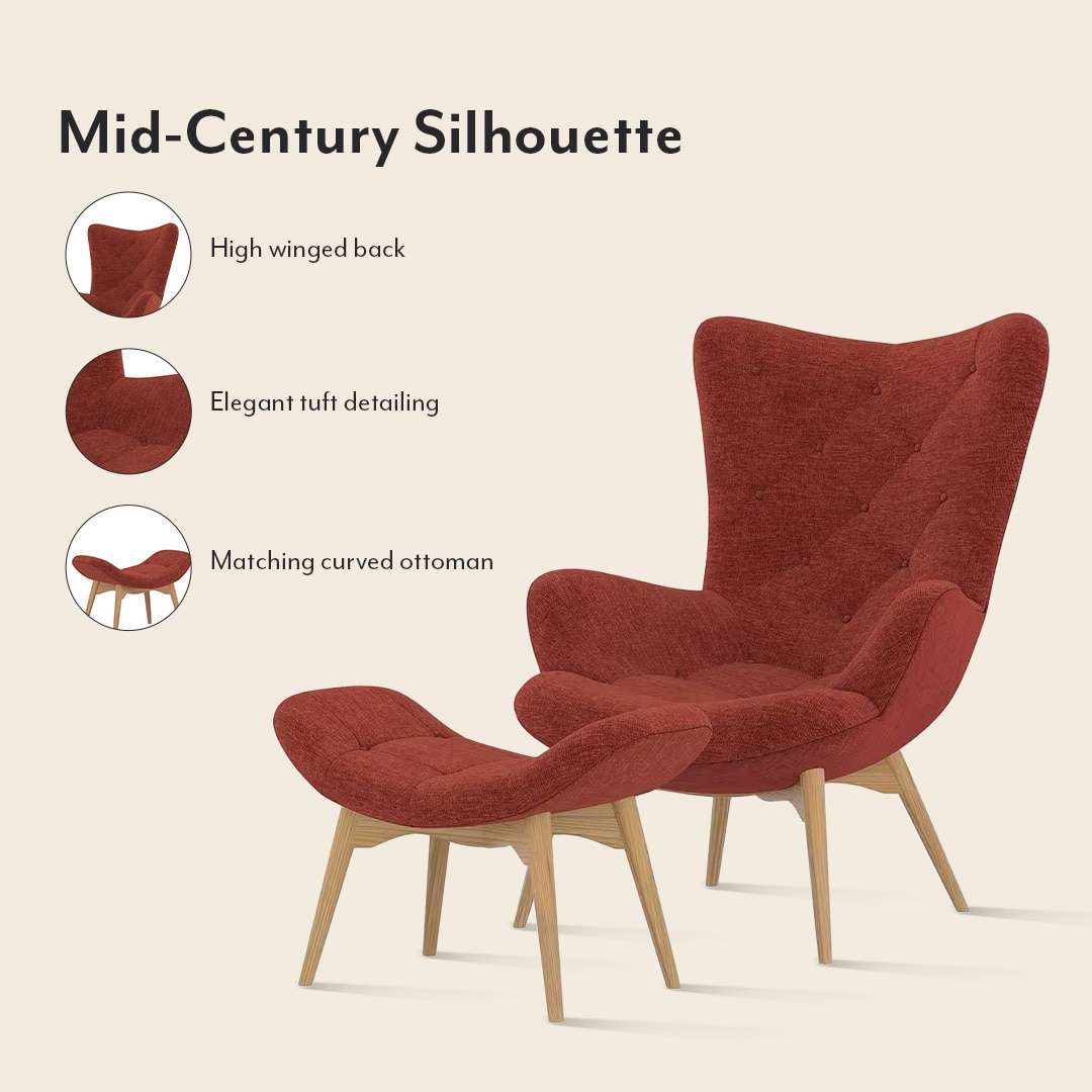 Contour Chair With Ottoman In Dark Corel