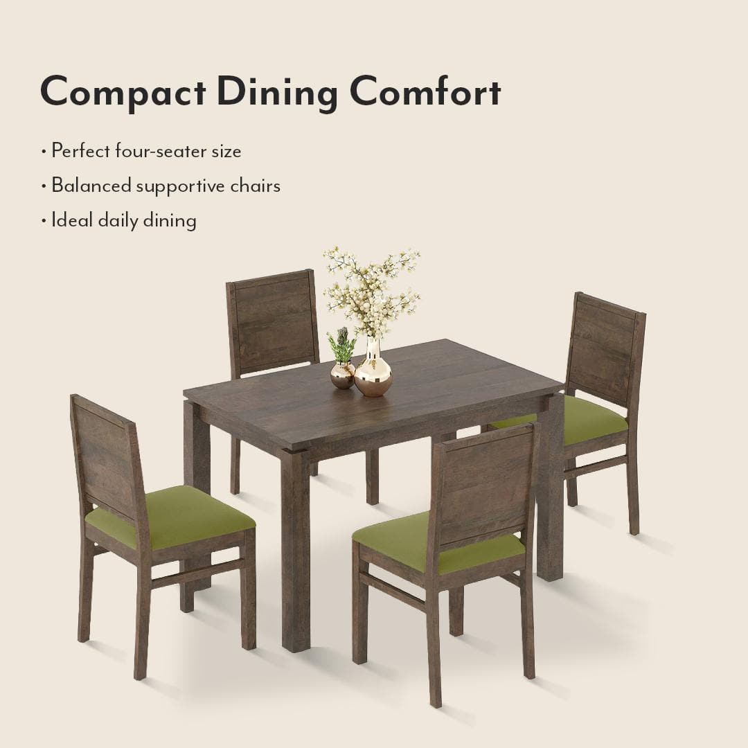 Atlas Solid Wood 4 Seater Dining Table With Atlas Dining Chair Set