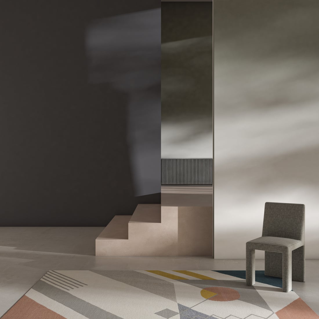 Jaipur Rugs Soft Geometric 5x8 Feet Undyed White And Medium Grey Wool And Polyester Dhurrie Carpet