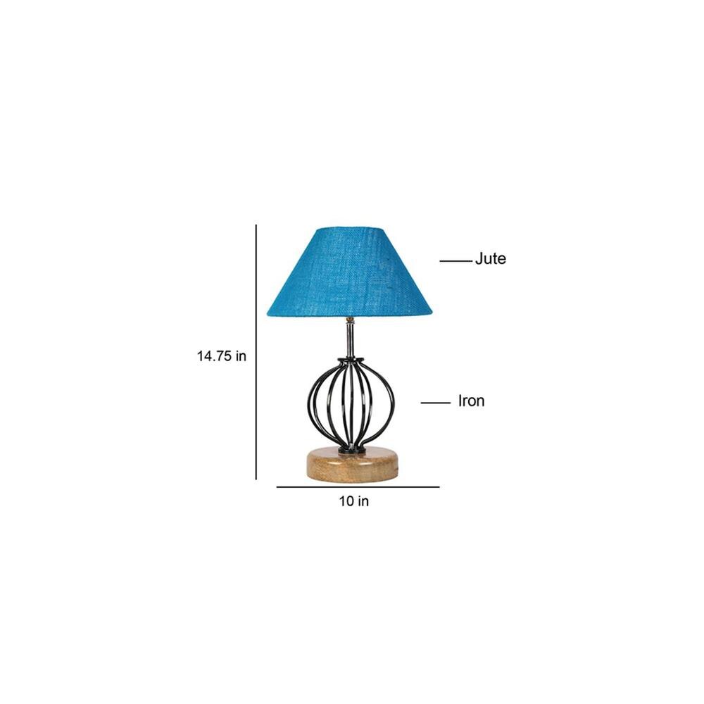 Haven Turquoise Jute Table lamp with Wood & Iron Base