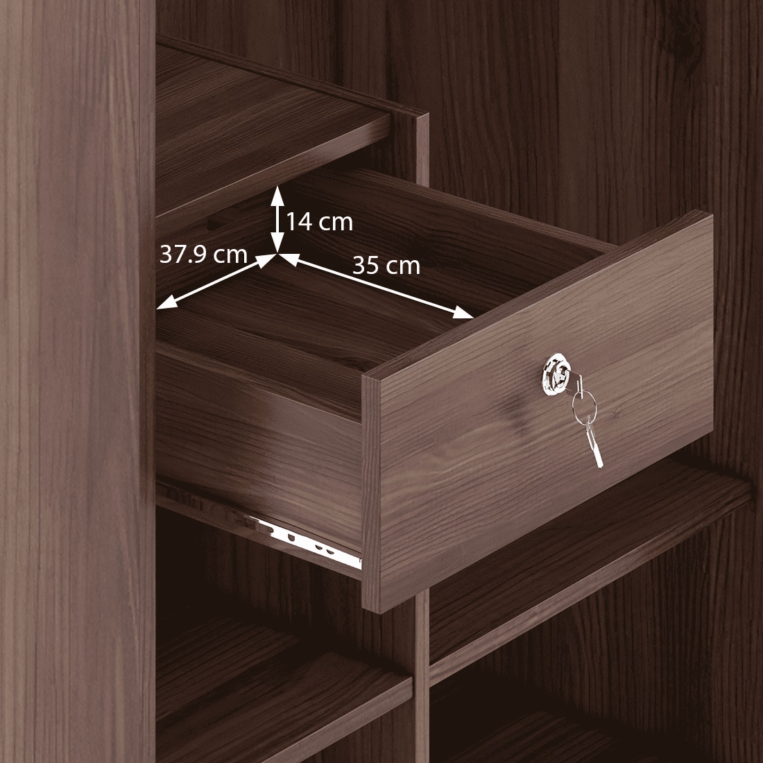 Hilton 2 Door Wardrobe With Lock in Chestnut Acacia Finish