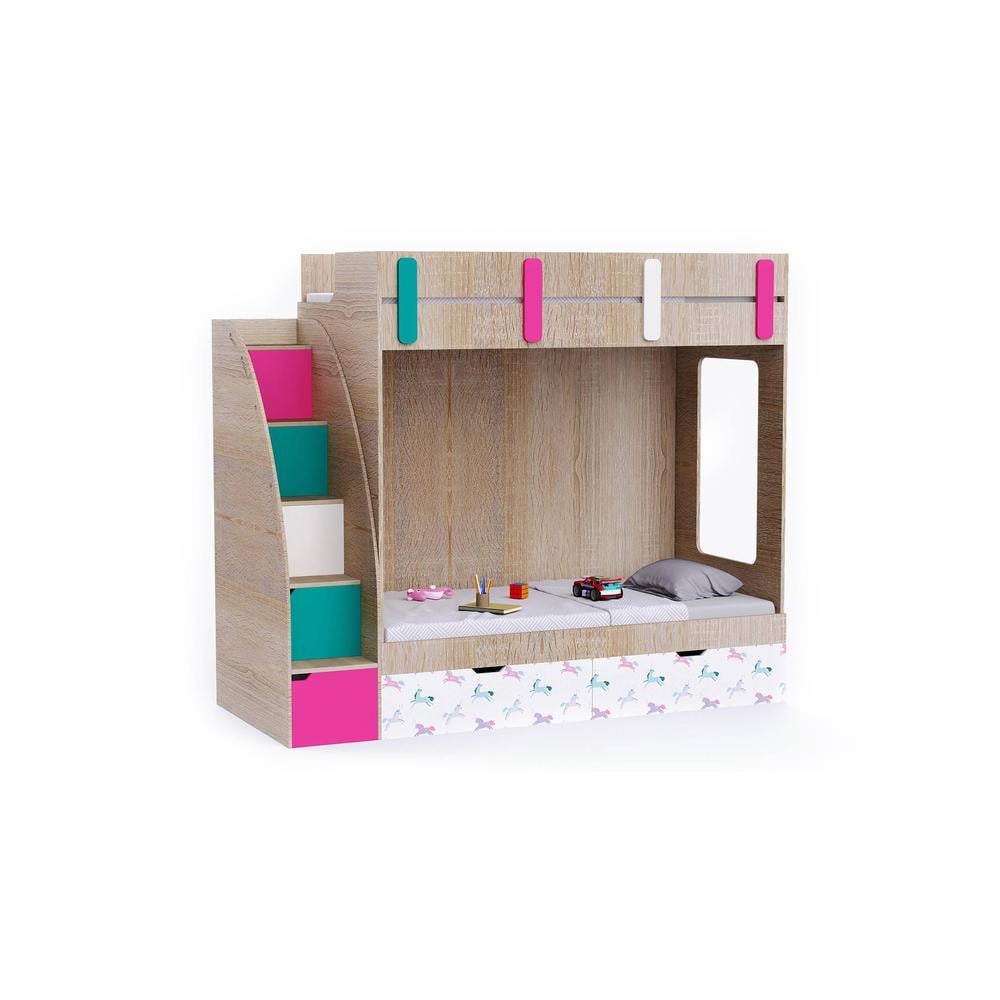 Pinwheels Bunk Bed with Storage in Oak Colour BKBB042