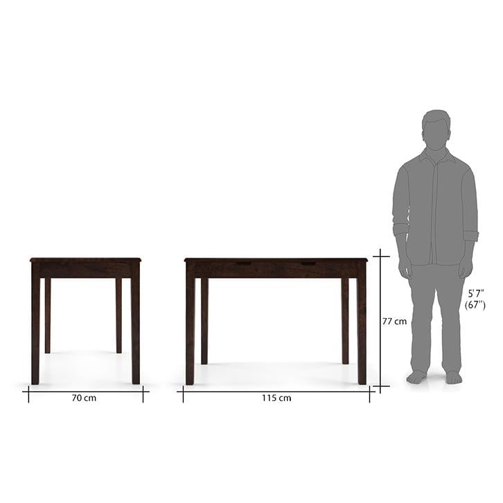 Angelou Solid Wood Study Table in Walnut Finish