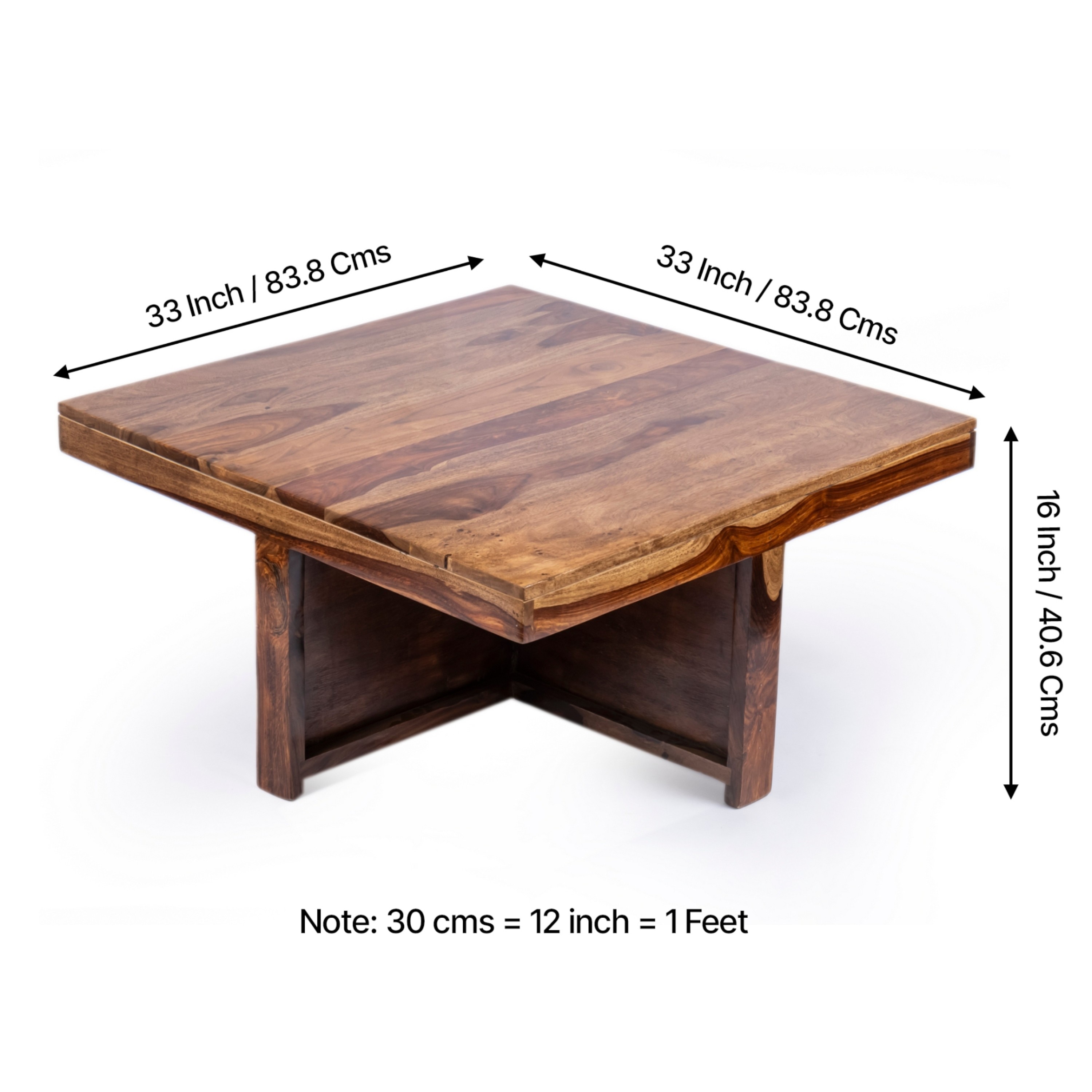 Blane Sheesham Wood 4 Seater Coffee Table Set In Teak Finish
