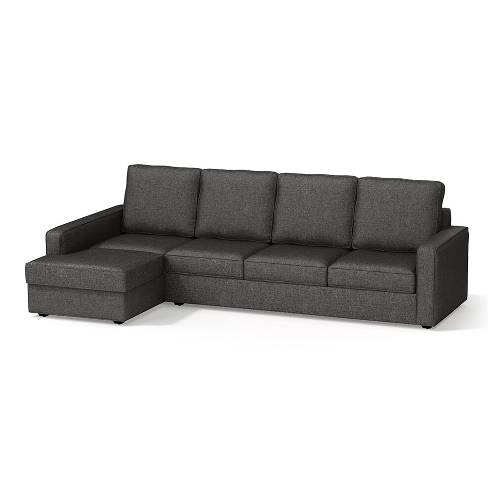 Apollo Sofa (Colour : Steel, Cushion : Hard, Back Type : High Back, Seating Capacity : Left Aligned 3 Seater + Left Aligned Chaise)