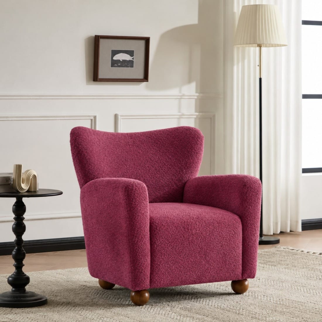 Alanzo Boucle Accent Chair Wine Colour