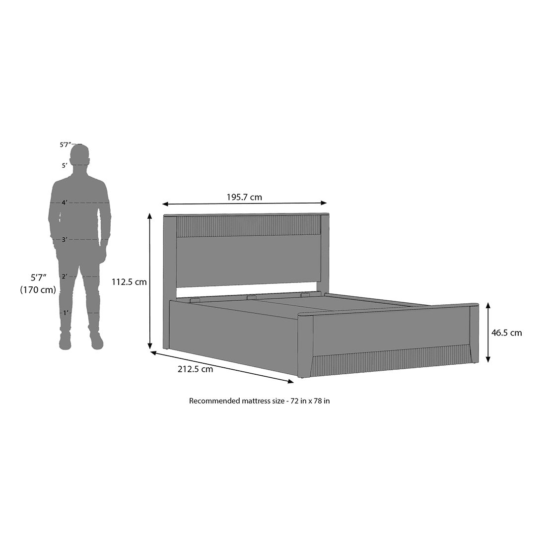 Toledo Solid Wood King Size Hydraulic Storage Bed In Amber Walnut Finish