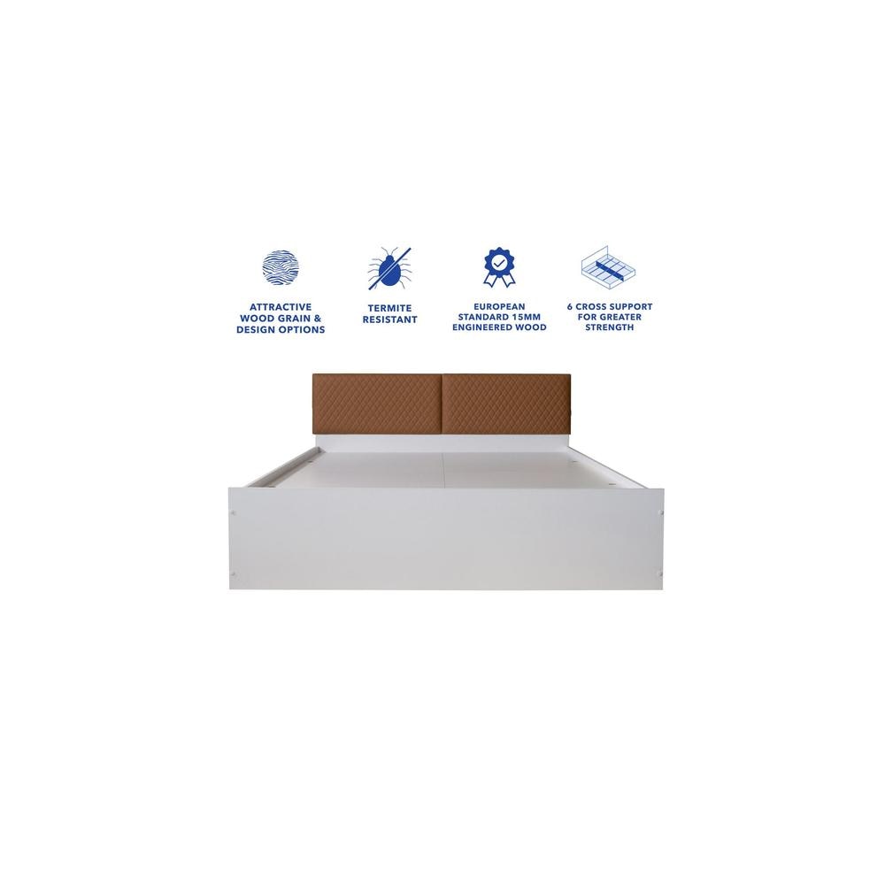 Franceska Engineered Wood Queen Size Bed In White Finish