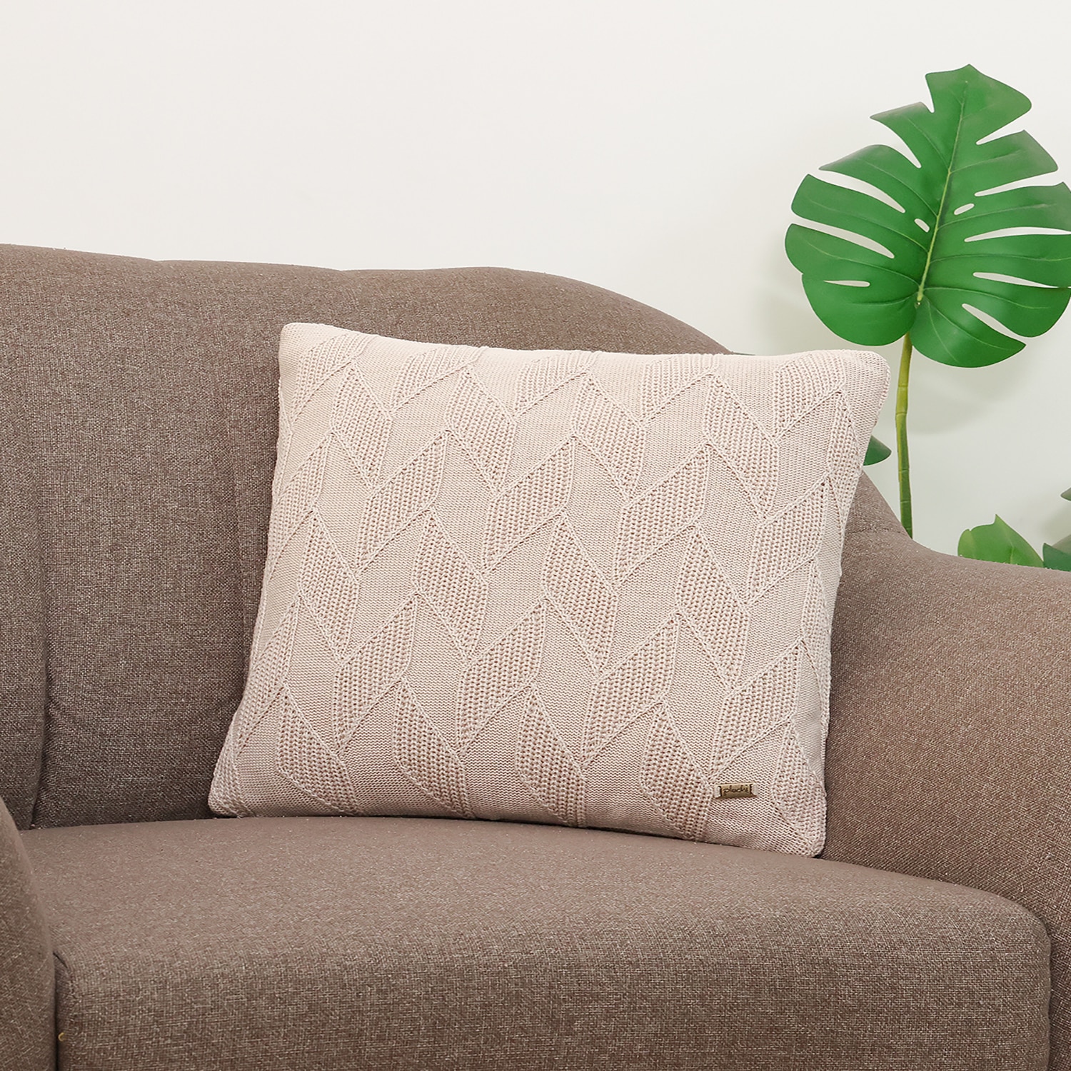 Rio Moonbeam Cotton Cushion Cover 16X16  Inches - Pluchi