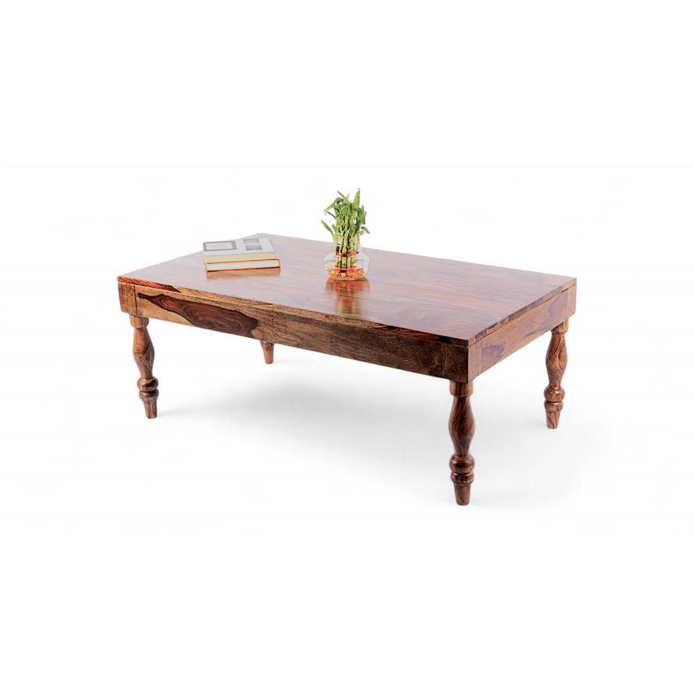 Hudson Sheesham Wood Coffee Table In Teak Finish