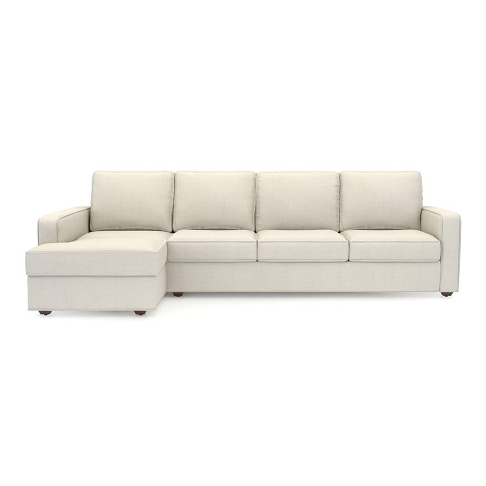 Apollo Compact Sofa (Colour : Pearl, Cushion : Hard, Back Type : Regular, Seating Capacity : Left Aligned 3 Seater + Left Aligned Chaise + Ottoman)