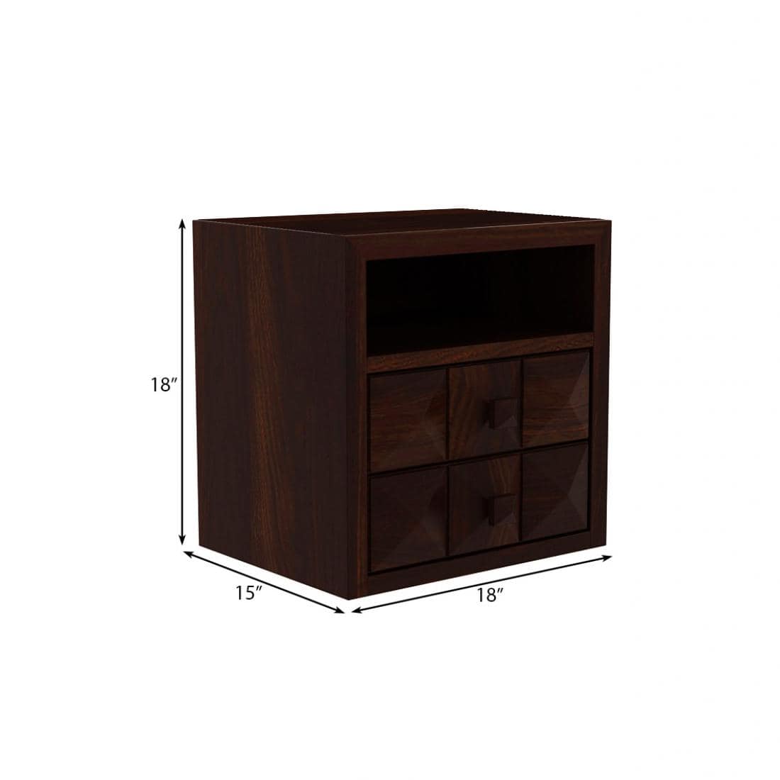 DiamondSolid Wood  Bedside Table in Walnut Finish