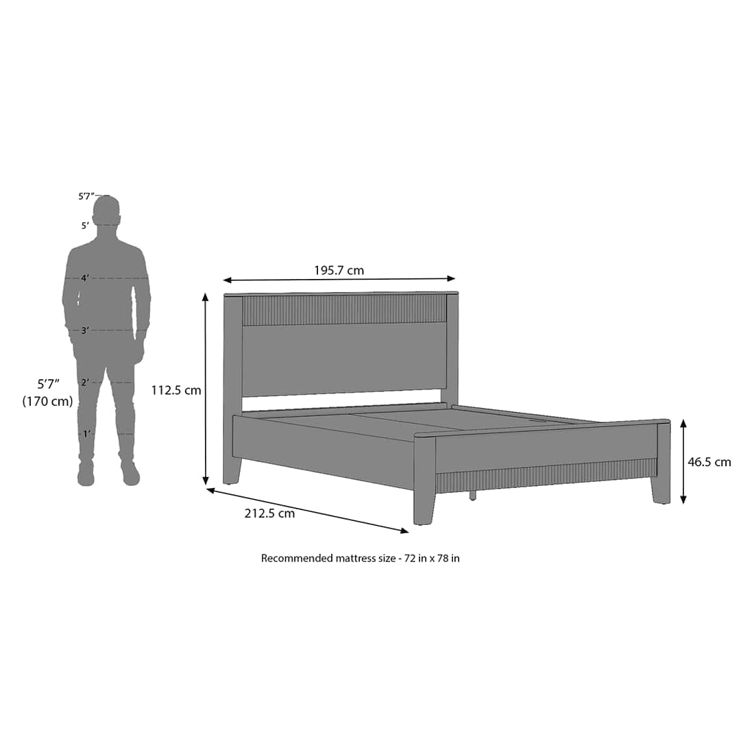 Toledo Solid Wood King Size Non Storage Bed In Amber Walnut Finish