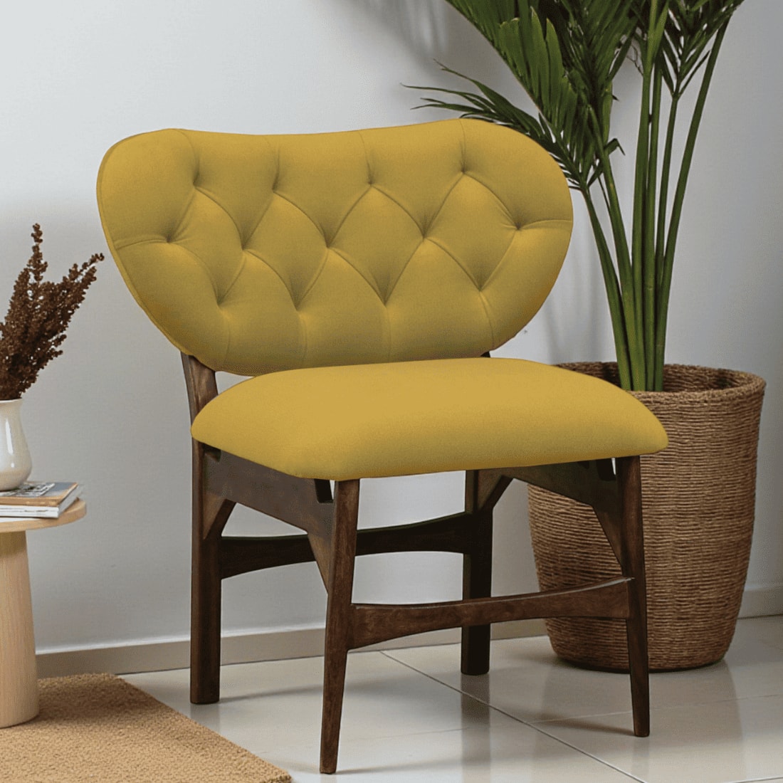 Twilight Yellow Fabric Accent Chair