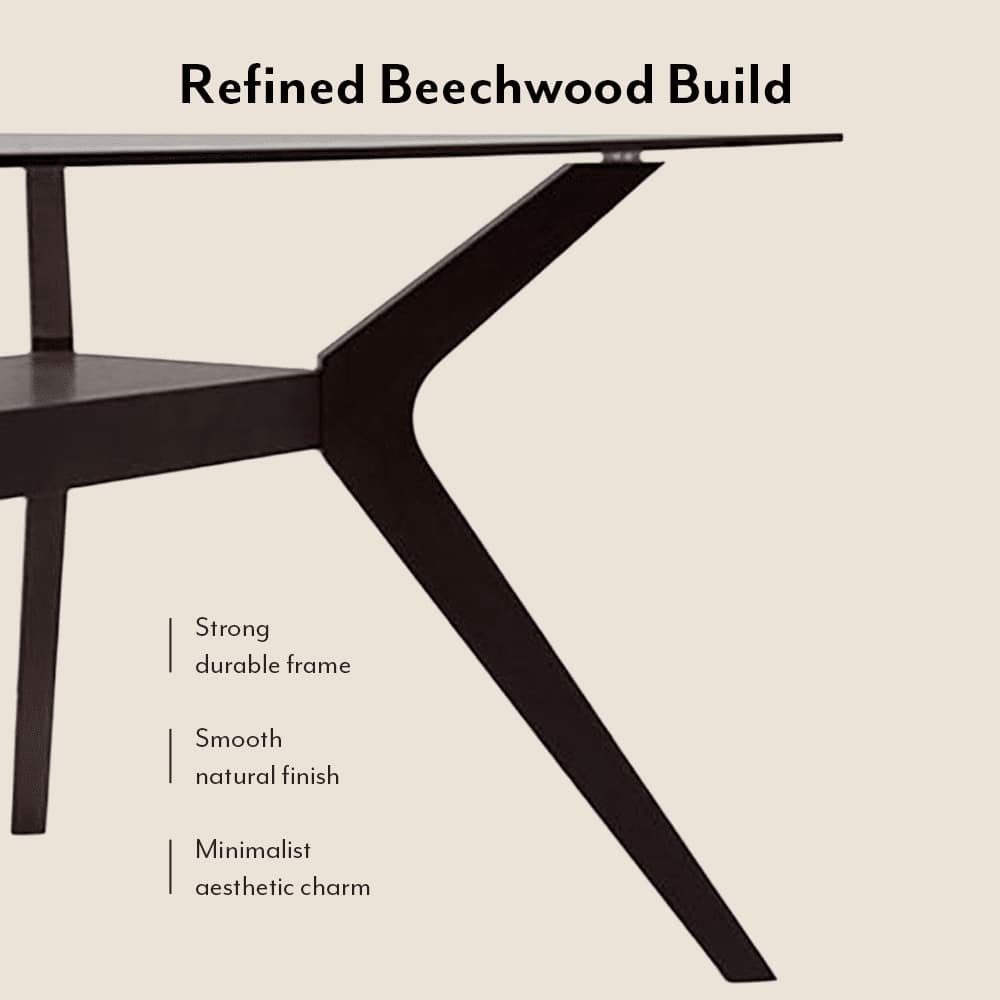 Wesley - Thomson 6 Seater Dining Table Set (Colour- Beige, Finish- Dark Walnut)