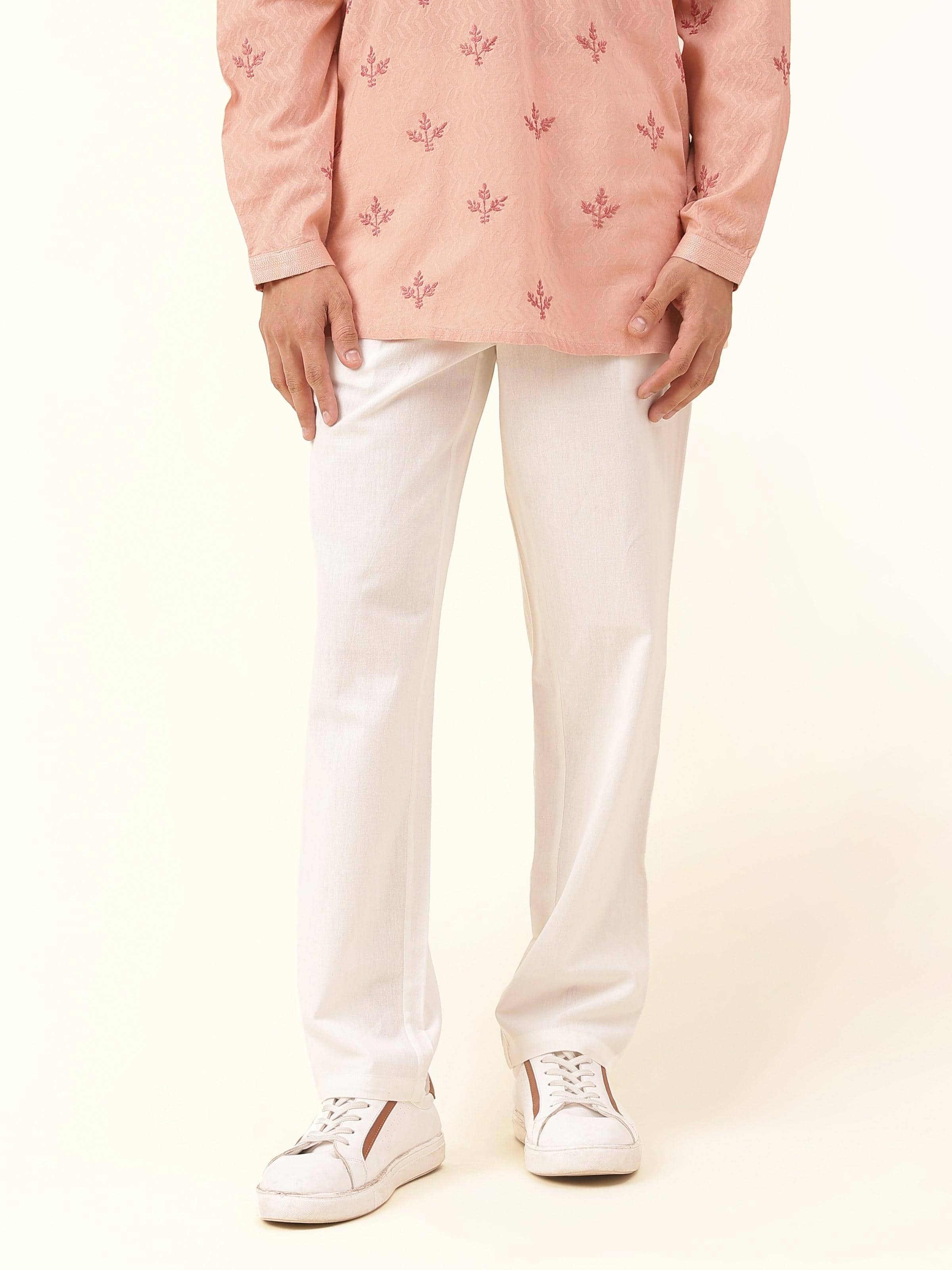 Front view featuring the classic off-white color and easy, elasticated waist.