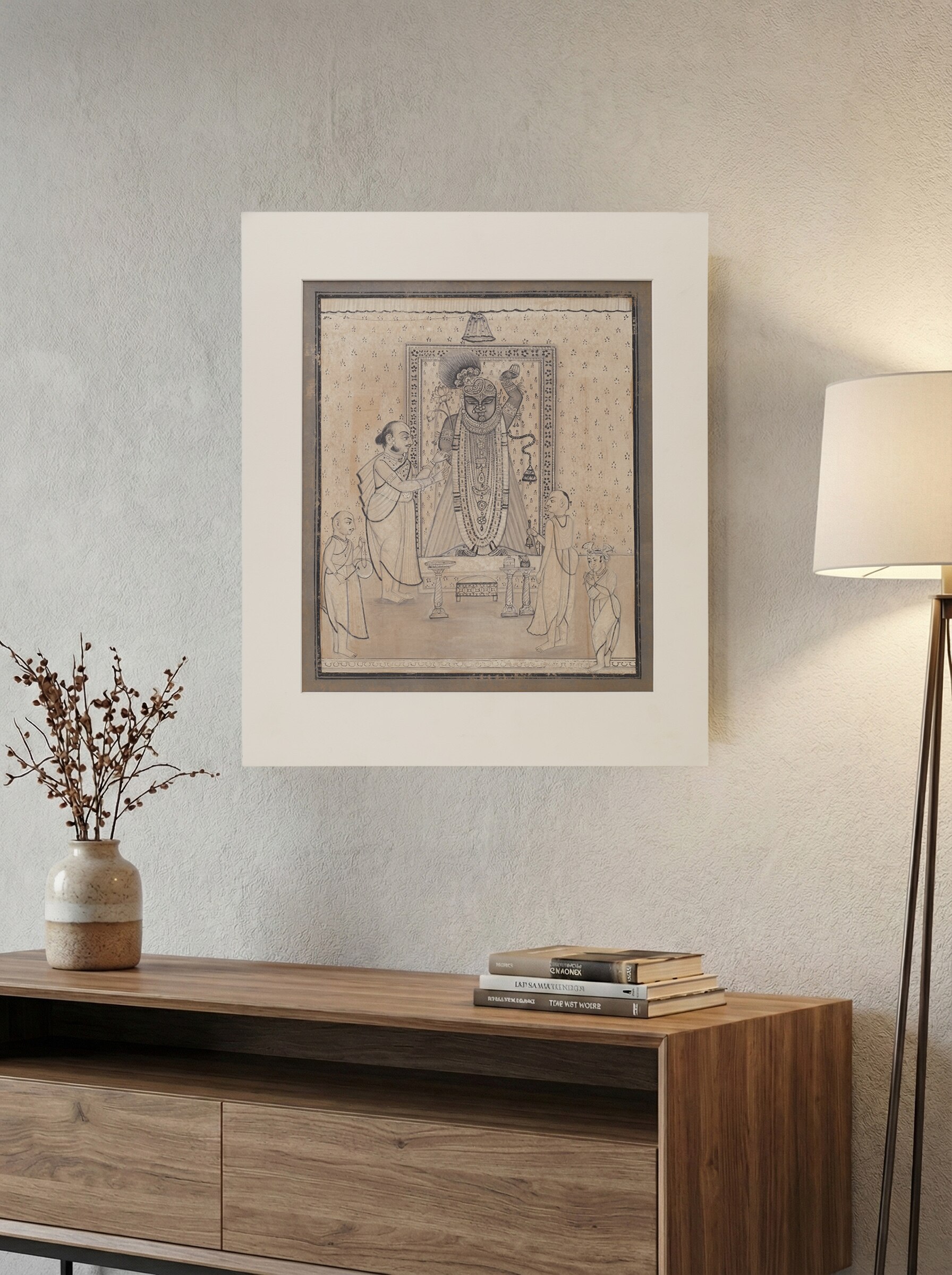 Lifestyle view of Pichwai Shreenathji with Worshippers Painting