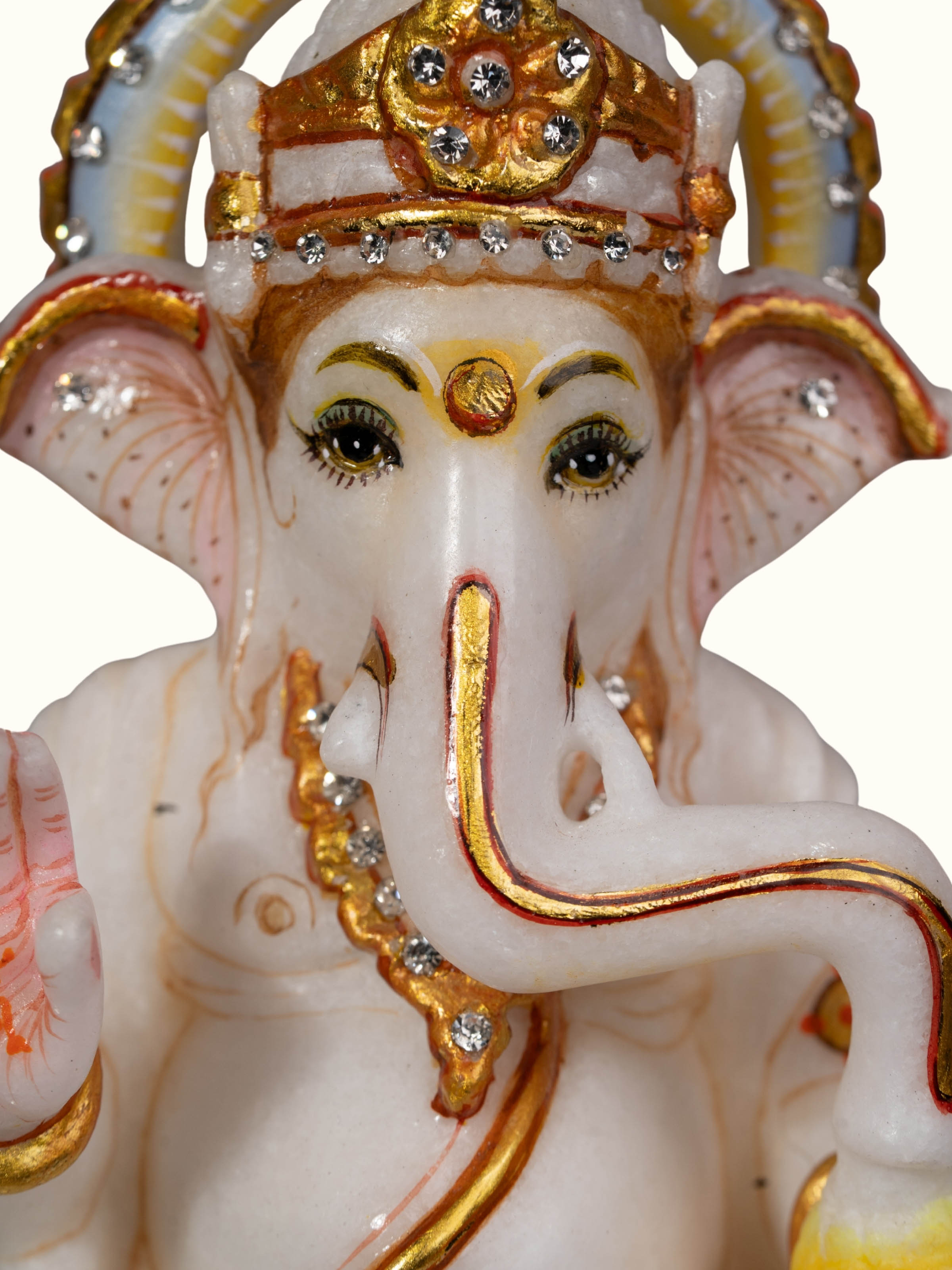 Detail shot of Carved Marble Ganesha Idol
