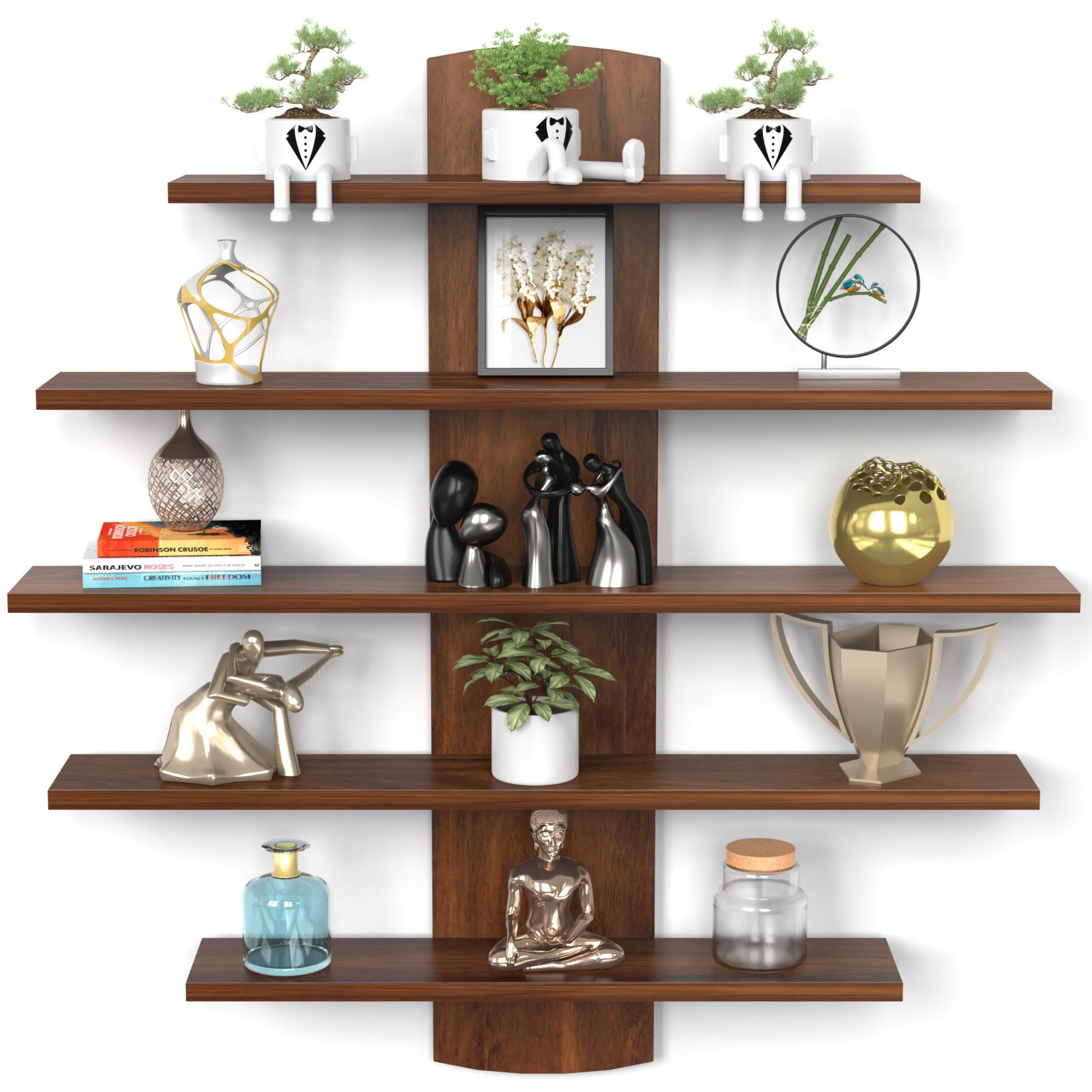 Caselle Engineered Wood Bookshelf with Brown Maple finish