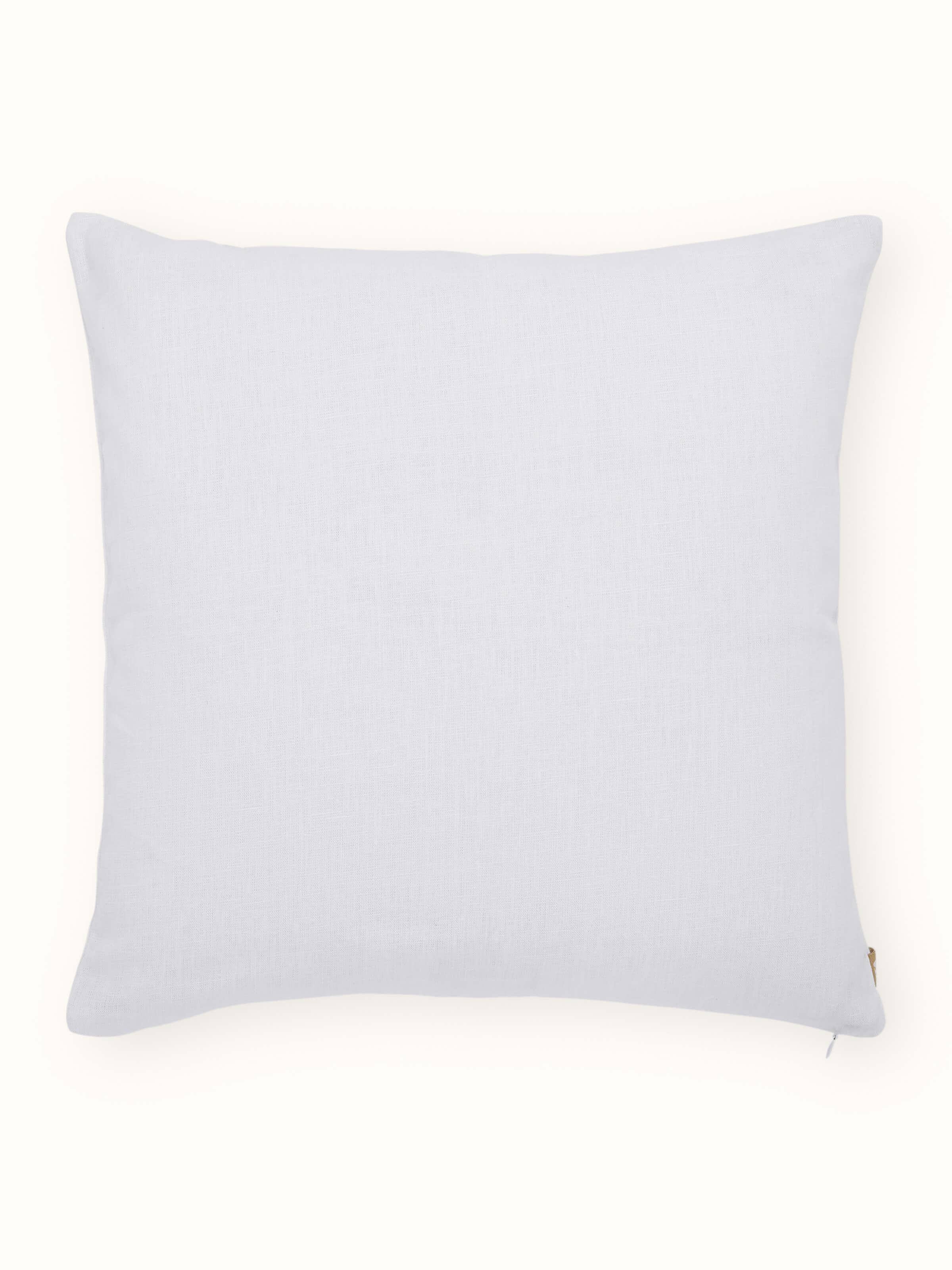 Razza Ivory Buta Linen Kashmiri Kashmir Chain Stitch Hand Embroidery Cushion Cover